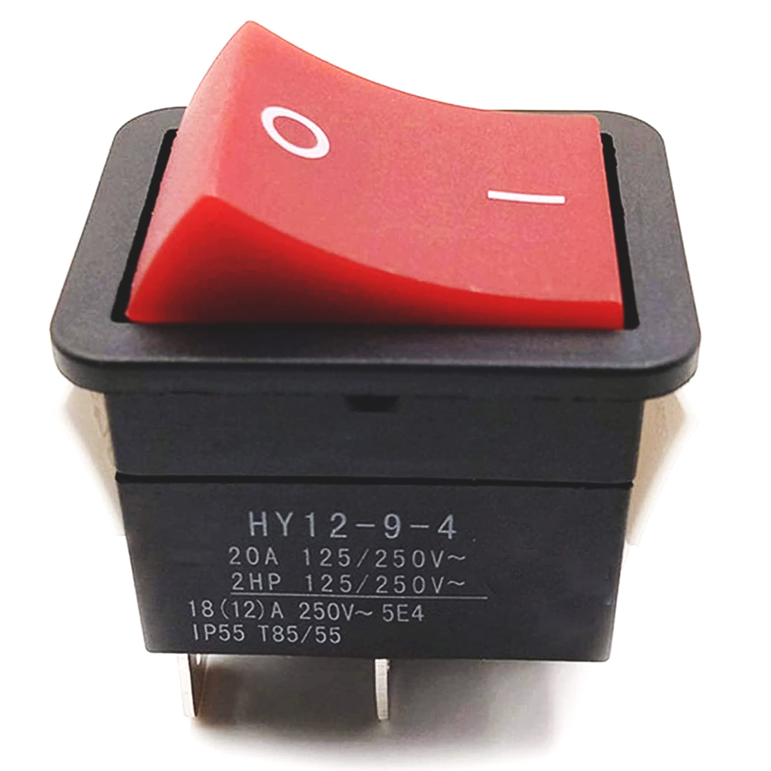 HY12-9-4 Rocker Switch On/Off Pushbutton Switch 4 Pin IP55 T85HY12-9-4 for Electric Welding Machine and Household Appliances 125/250V 20A