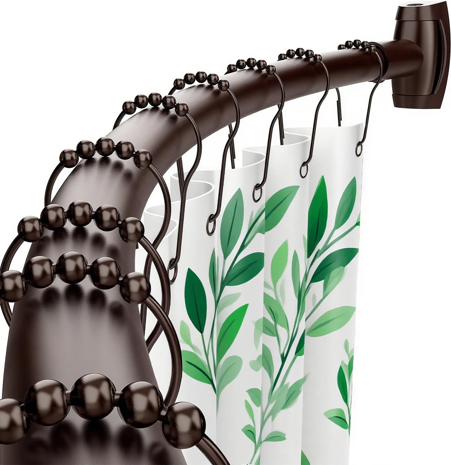 Bonpally Curved Shower Curtain Rod for Bathroom, 40-72 Inches Adjustable Curved Shower Rod, 0.9MM Aluminum Shower Curtain Rod with Rotating Brackets for Extra Shower Space, Need to Drill, Bronze