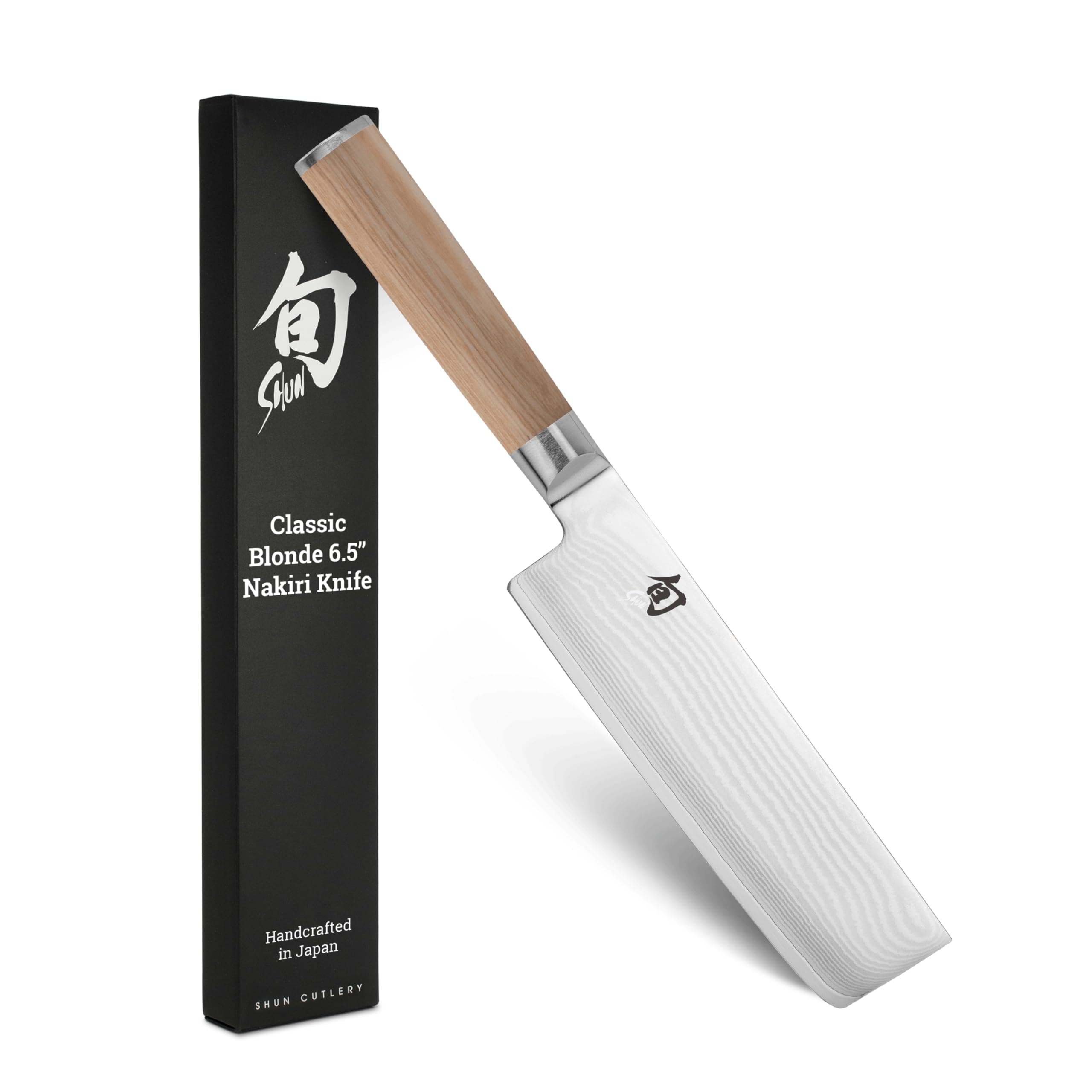 Classic Blonde Nakiri Knife, 6.5 inch VG-MAX Stainless Steel Blade, Cutlery Handcrafted in Japan