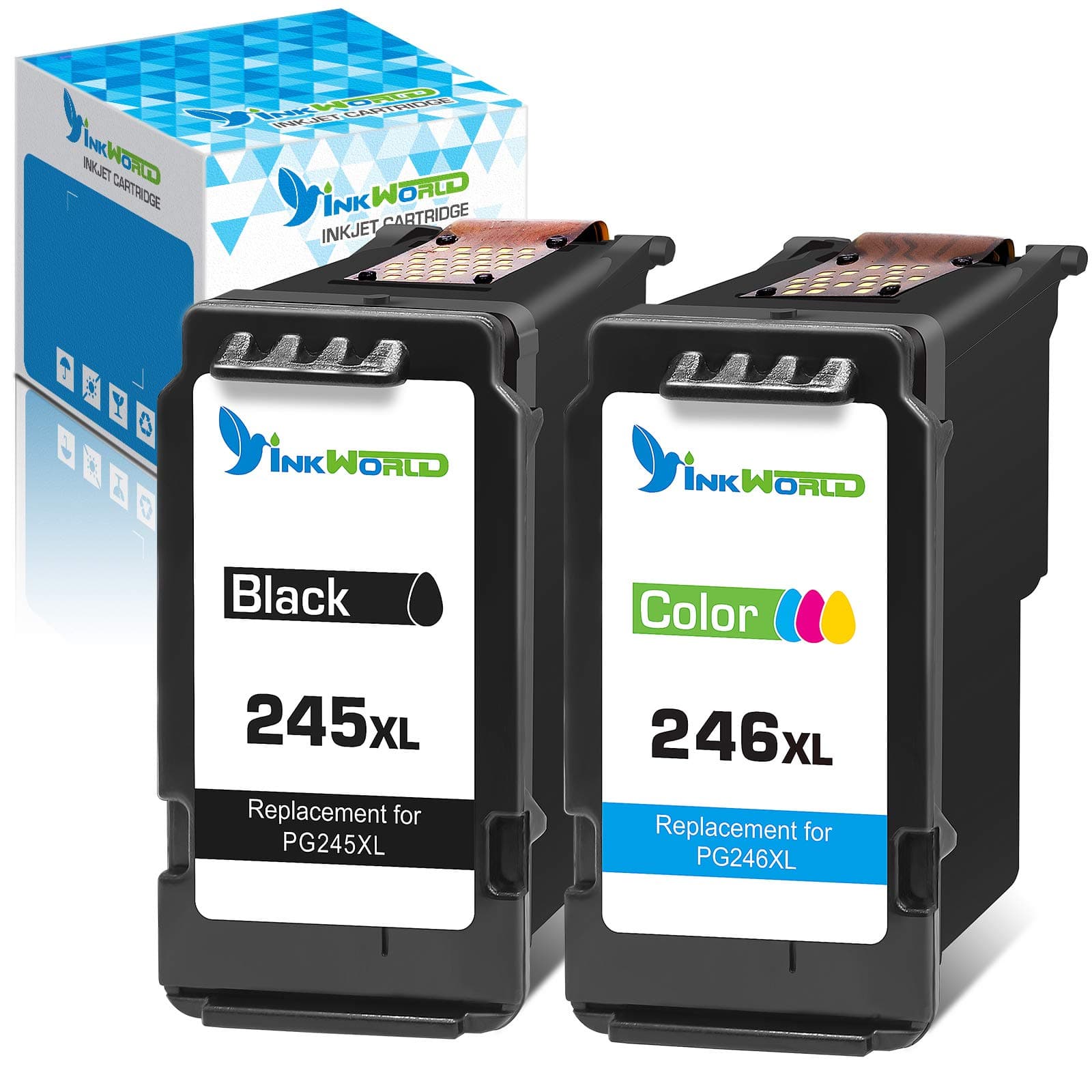Remanufactured Ink Cartridge Replacement for Canon PG245XL CL246XL 245 246 243 244 (1 Black,1 Color) for Pixma MG3022 MG2522 TR4520 TR4522 MG2922 MG2920 TS202 MX492 MX490 iP2820 TS302 Printer