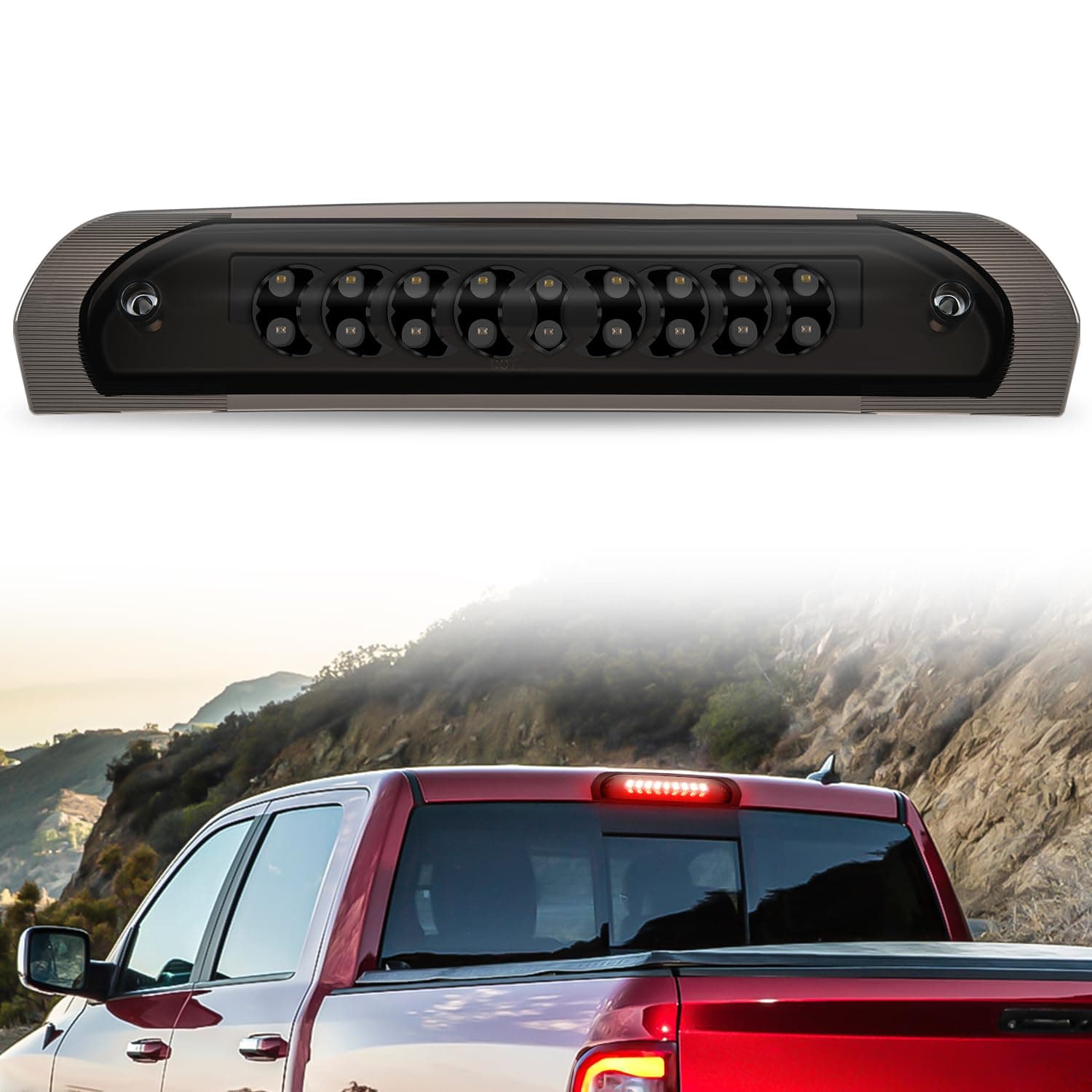 Nilight Third Brake Light High Mount 3rd Stop Reverse Cargo LED Lighting Replacement for 2002-2008 Dodge Ram 1500 2003-2009 RAM 2500 3500 Pickup Rear Cab Center Tail Lights