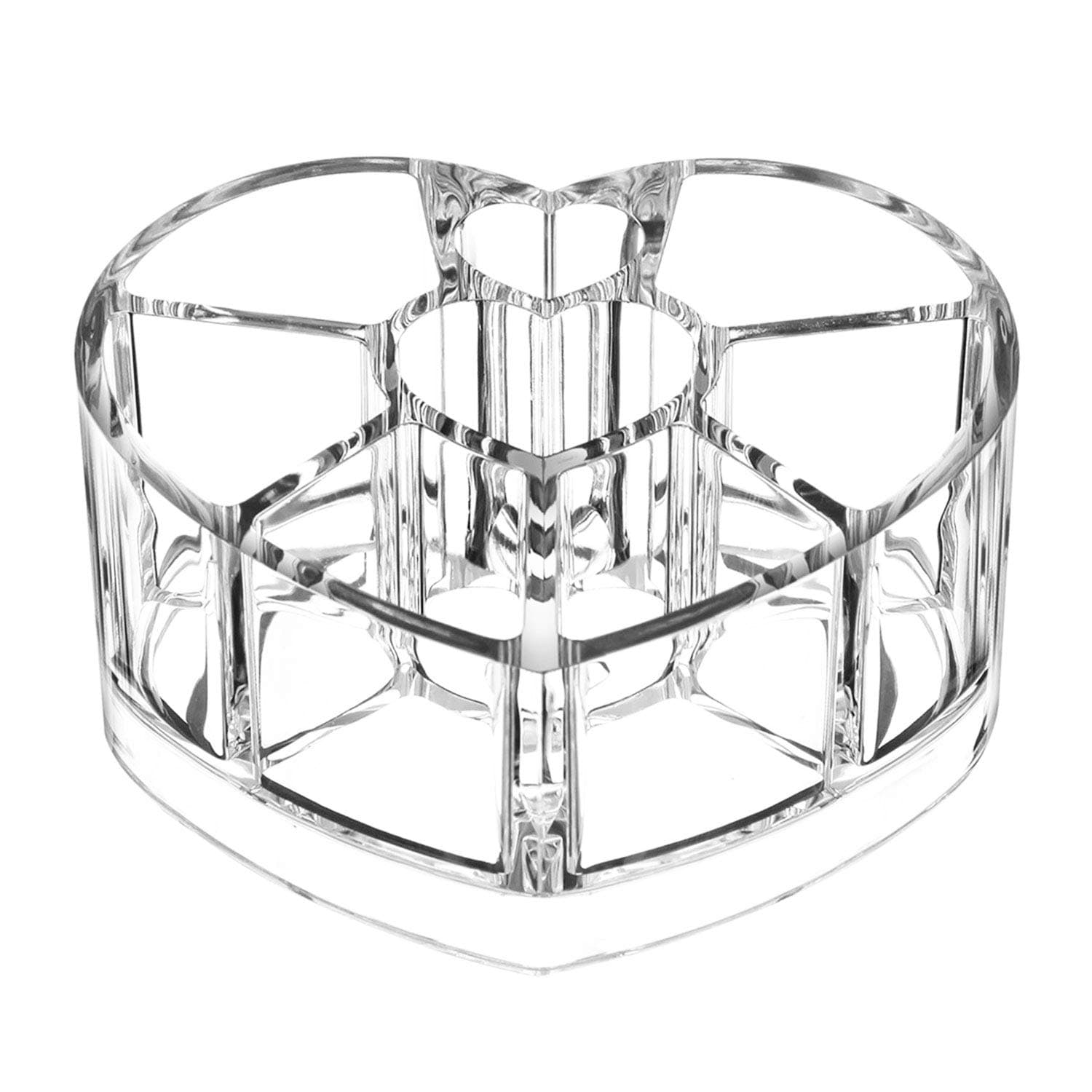 ExeQianming Cosmetic Organizer, Clear Creative Heart Shape Lipstick Holder Display Stand Cosmetic Organizer Makeup Case