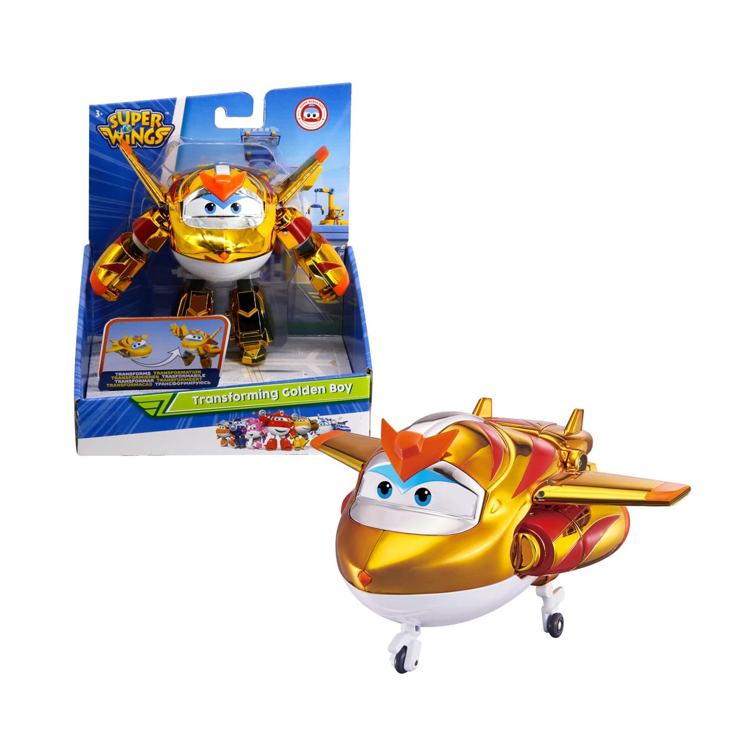 Super Wings EU750231 Golden Character Easy Transformation Preschool Kids Gift Toys for 3+ Year Old Boys Girls, Gold, 5'