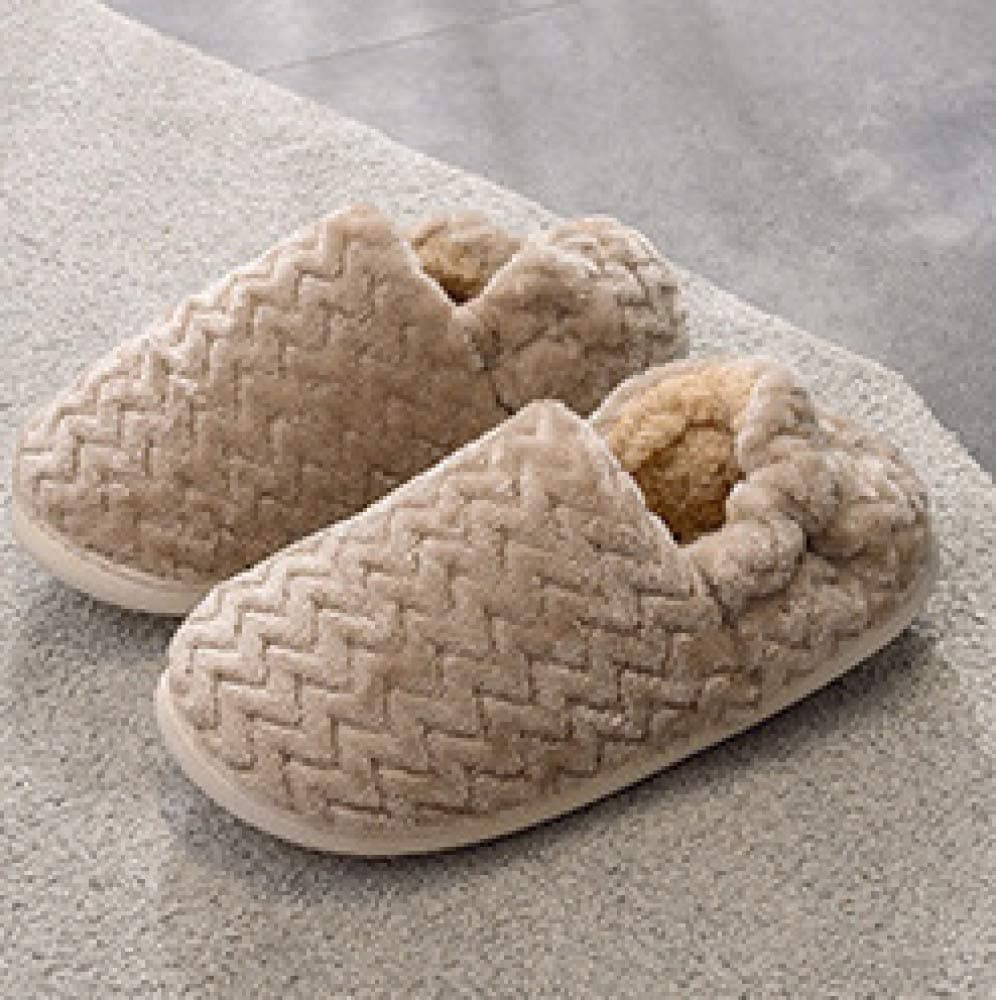 WWF Ms. Padded Winter Indoor Slip Bag with Cotton Slippers Couple Warm Cotton-Padded Shoes Men's Cotton Slippers Non-Slip Sole/Coffee / 41 / 42Âë