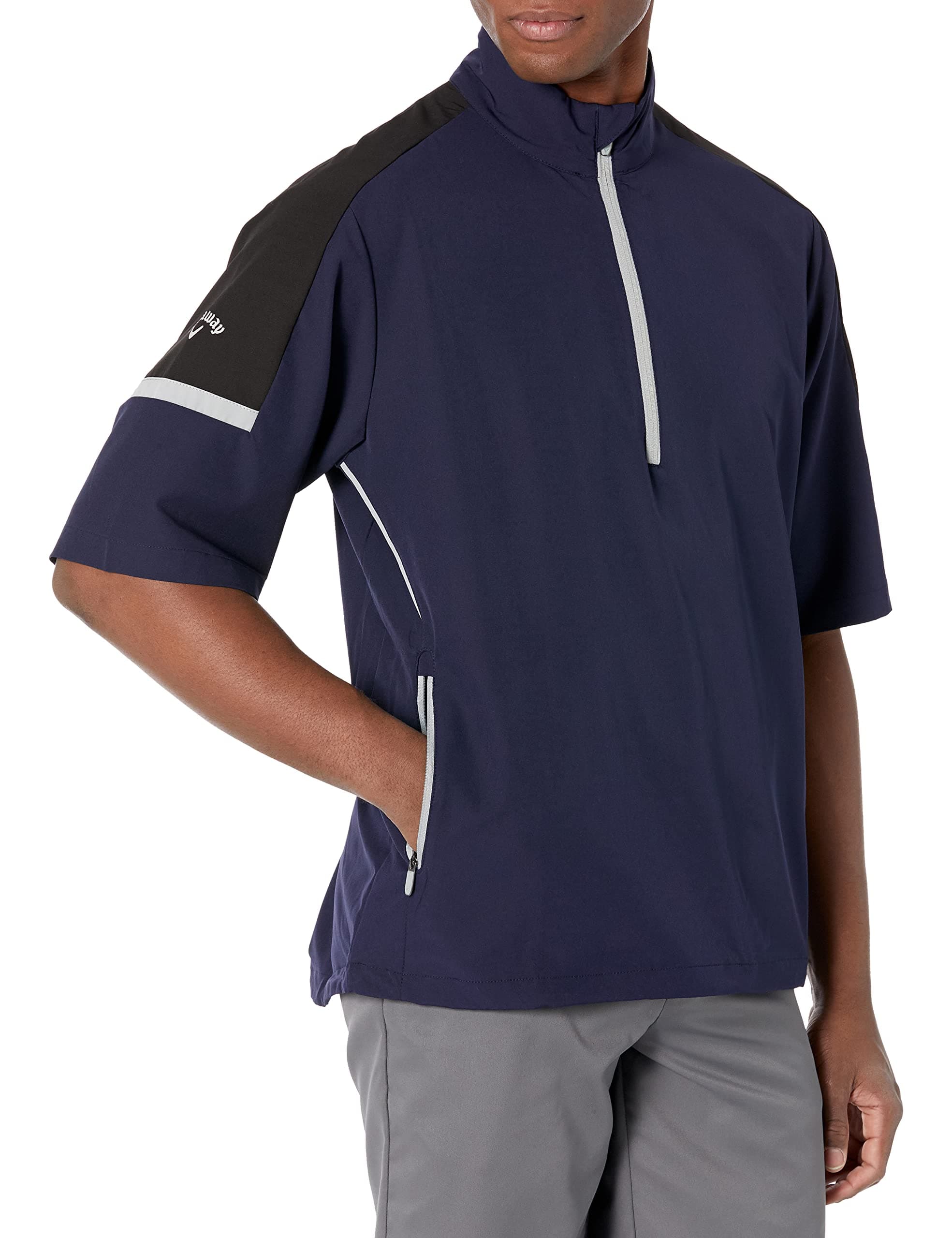 CallawayMen's Swing Tech Blocked 1/4 Zip Short Sleeve Golf Windbreaker