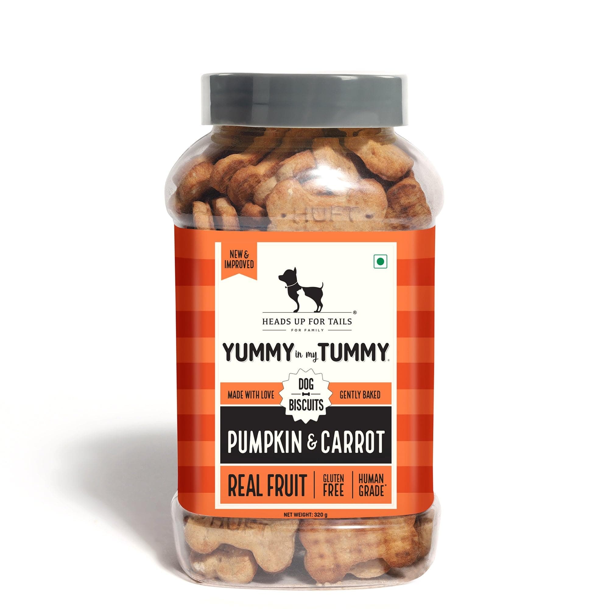 Heads Up For Tails Dog Biscuits Veg - Puppy Treats Cookies (320 Gm Each, Pumpkin And Carrots) - Pack Of 2