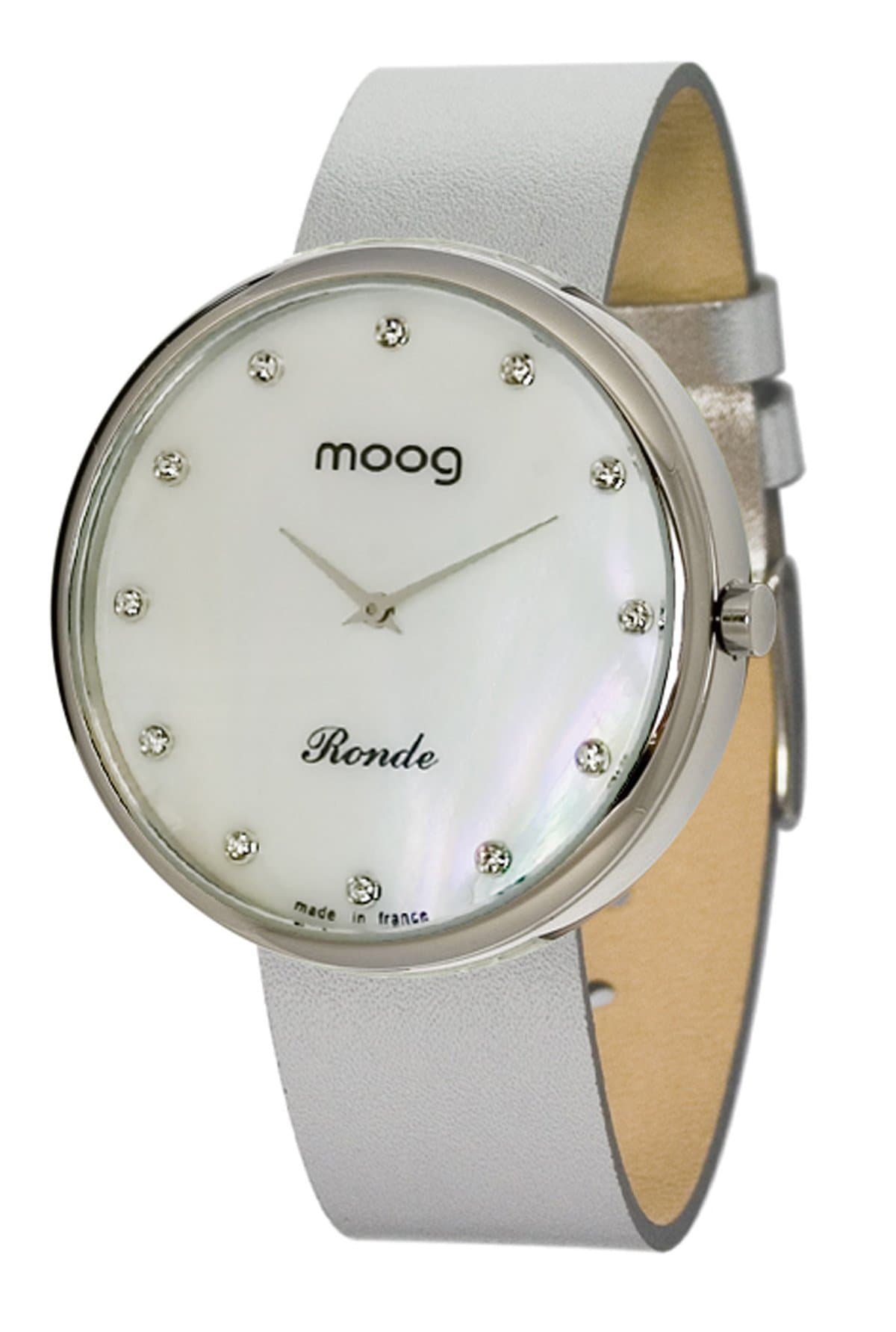 Moog Paris Ronde Vogue Women's Watch with White Mother of Pearl Dial, Interchangable Silver Strap in Genuine Leather - M41671-117