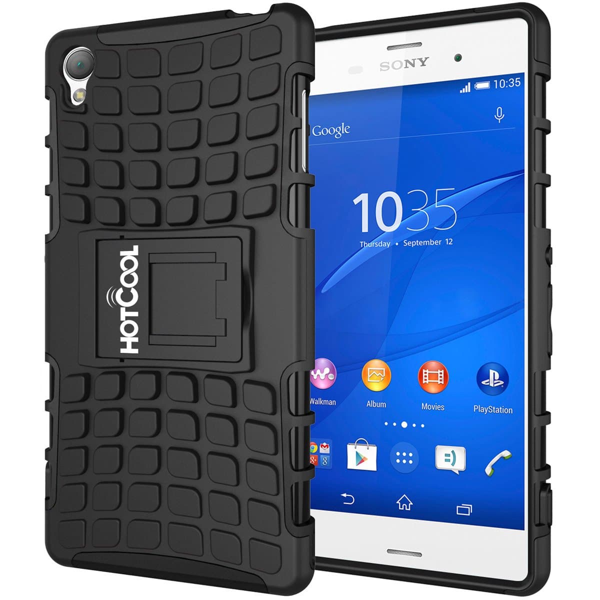 HOTCOOL Sony Xperia Z3 Case - Heavy Duty Rugged Dual Layer Holster with Kickstand 2014zc Case For Sony Xperia Z3 Smartphone, Black