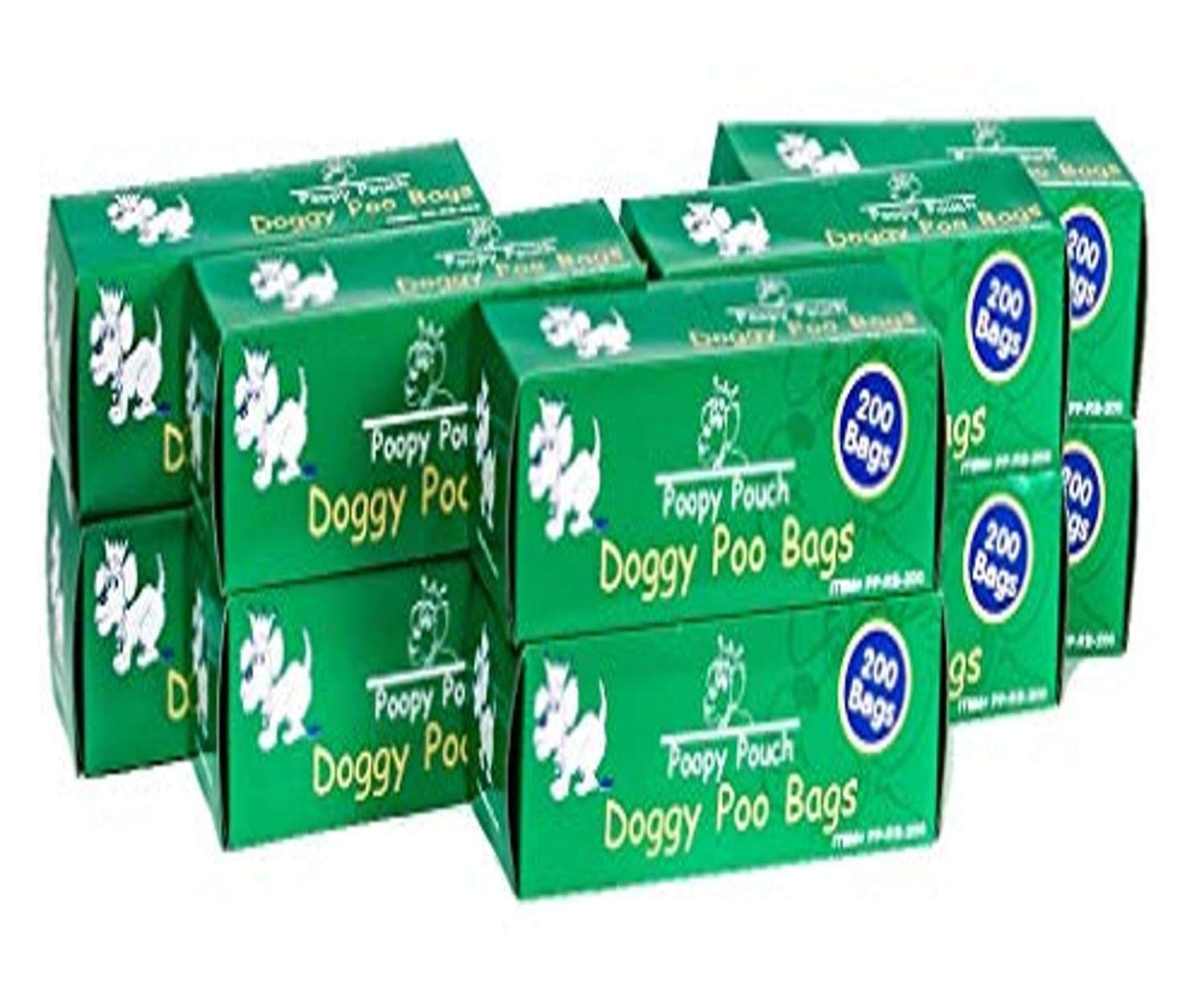 POOPY POUCH PP-RB-200 Universale Dog Pet Waste Bags, 200/Roll, 10 Rolls, Green