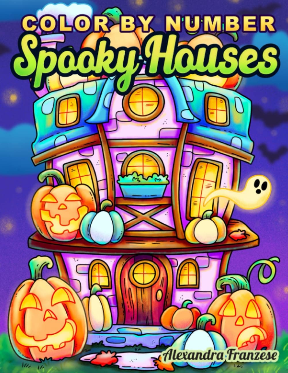 Color By Number Spooky Houses: Halloween Themed Houses and Interiors for Coloring, Fun and Relaxing Seasonal Activities, Easy for Kids and Adults (Color By Number Coloring Books)