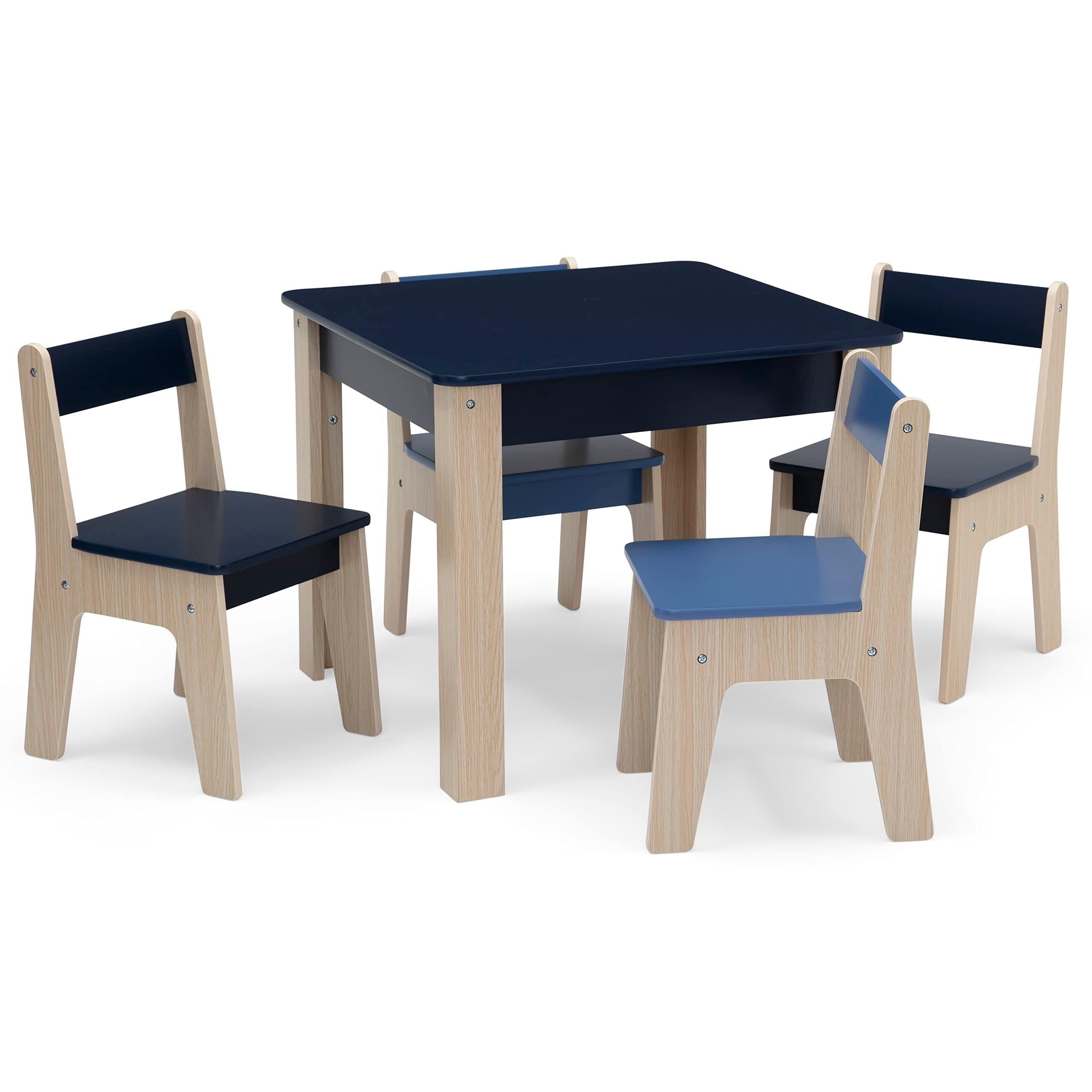 Delta Children GAP GapKids Table and 4 Chair Set - Greenguard Gold Certified, Navy/Natural
