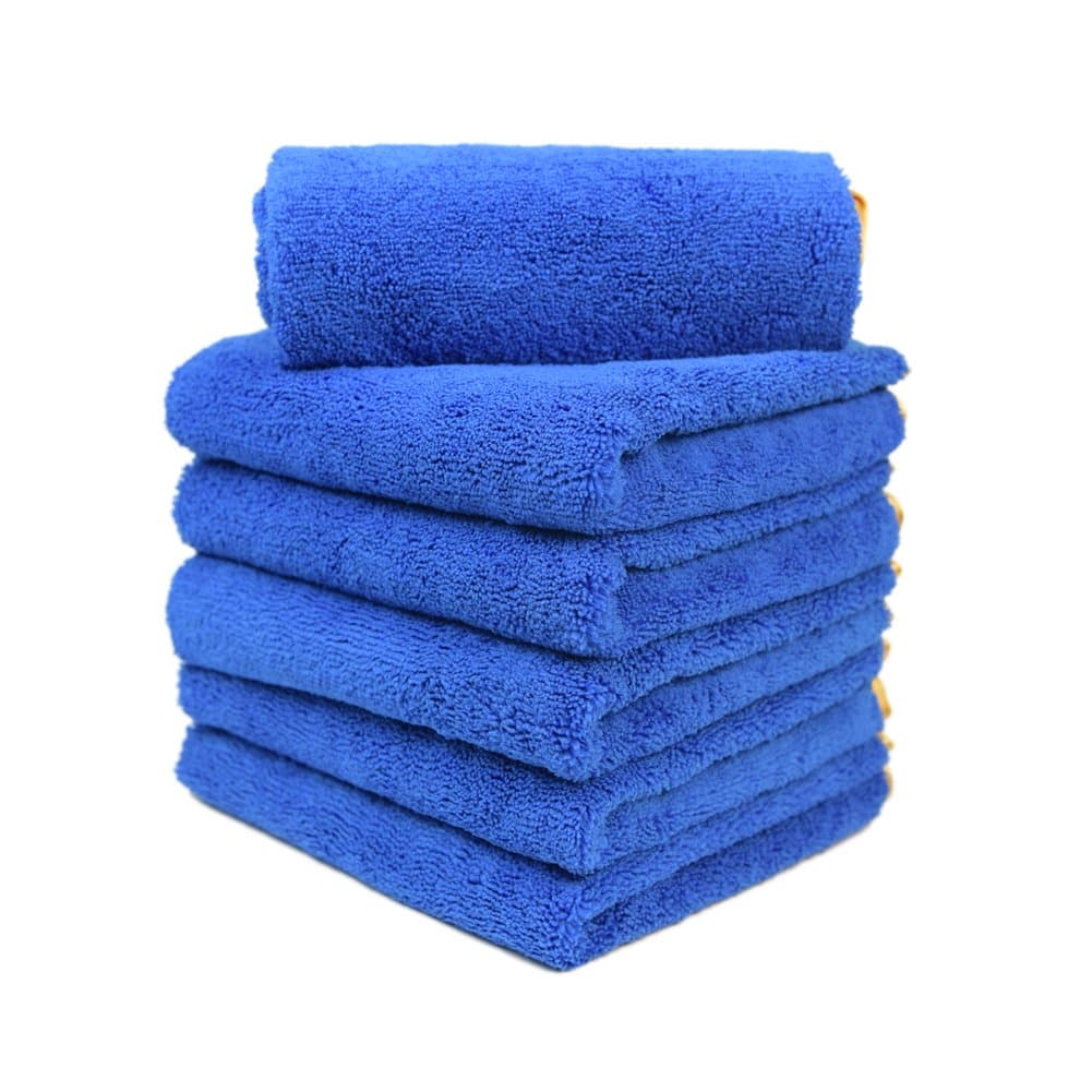 CARCAREZ Microfiber Car Drying Towels, 16x24 Inch Large Car Wash Detailing Buffing Polishing Towel with Microfiber Cloth, (Pack of 6, Blue)