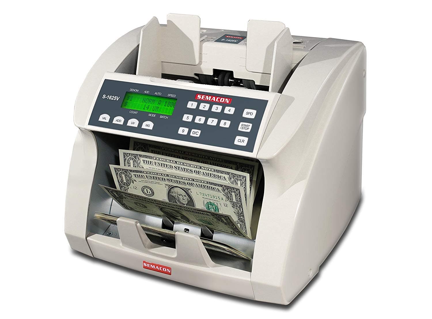 Semacon S-1625V Premium Bank Grade Currency Value Counter (UV/MG CF), 10 Digit Keypad, Up to 1800 Banknotes Per Minute, 4 Speed Settings, Batching 10 keys/1-999 Range