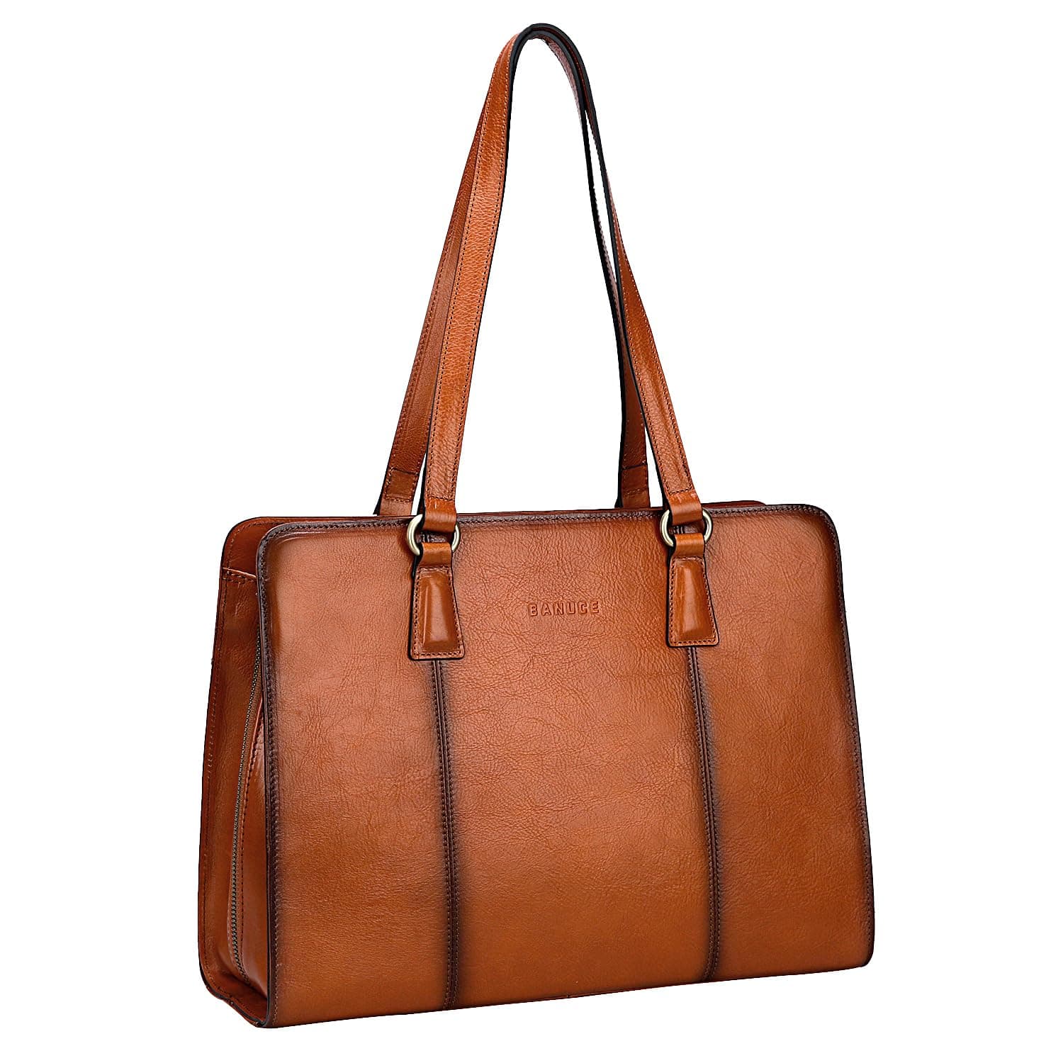 Full Grain Italian Leather Briefcase for Women Tote Purses and Handbags Shoulder Bag for Business Travel Work Stylish Vintage Brown