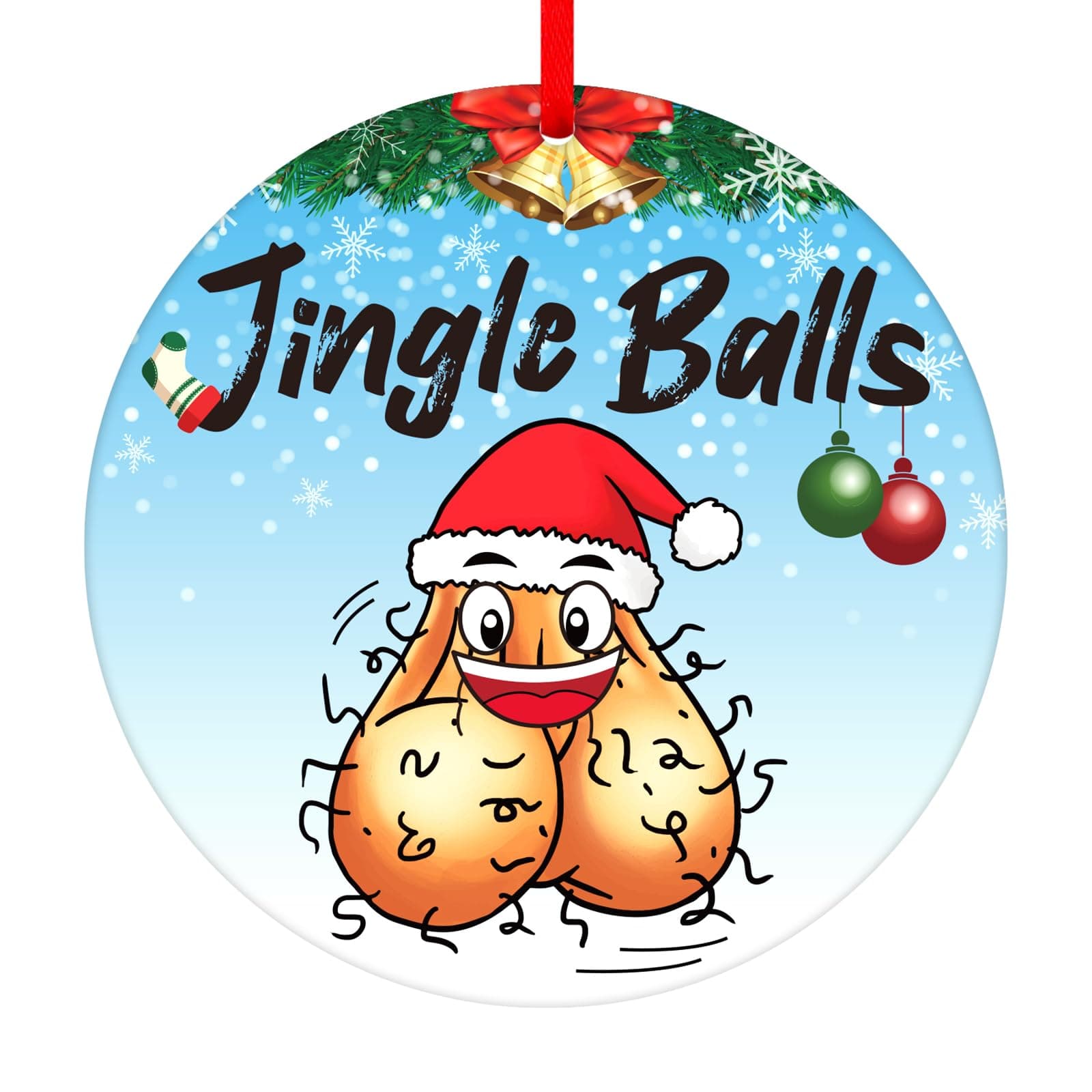 WhatSign Funny Christmas Ornament Jingle Balls Funny Ornament for Adults Naughty Testicle Christmas Ornament for Christmas Tree Decorations Balls Ornament Christmas Funny Gifts for Boyfriend Husband
