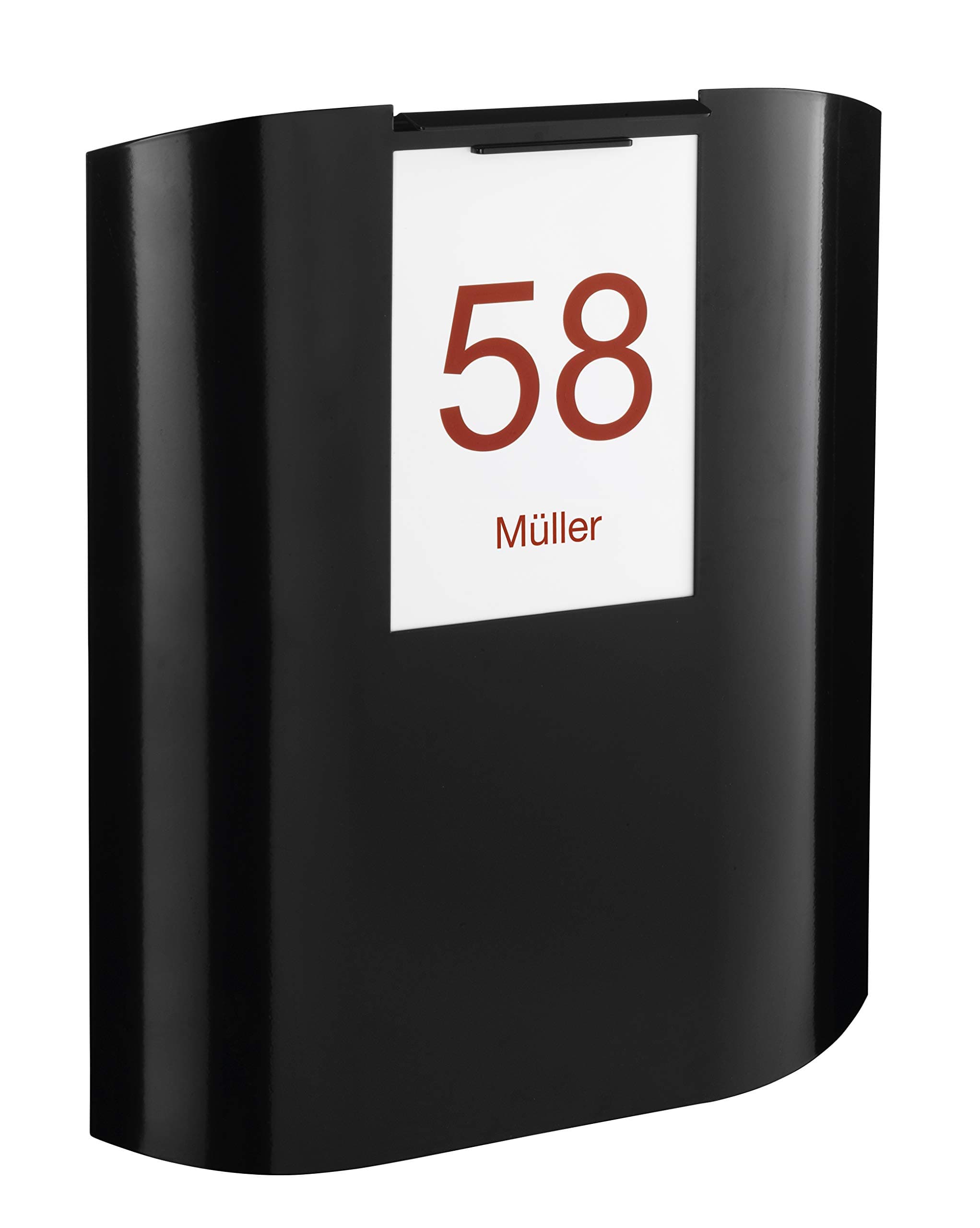 Renz MEFA UFO 650 650100M Letterbox (Colour: Jet Black, Letter Flap Top, Front Removal, Size: 538 x 460 x 164 mm) Black