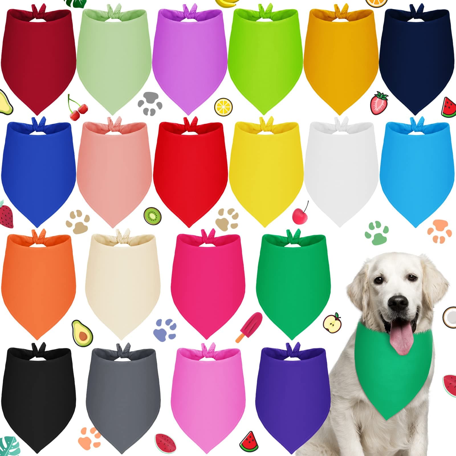 Saintrygo 20 Pcs Plain Dog Bandanas Bulk for Dogs Puppy Sublimation Washable Triangle Dog Bib Heat Transfer Adjustable Bandana for Small Medium Large Pets(32 x 22 x 22 Inches)