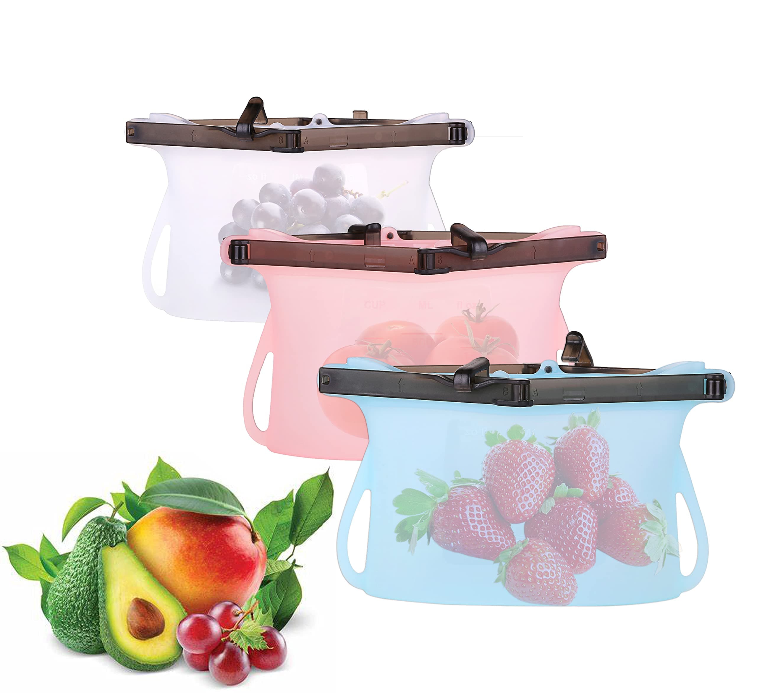 Reusable Silicone Food Storage Bags Dishwasher Safe Silicone Bags for Food Storage Reusable Ziplock Food Storage Bags Microwave Safe Leakproof Silicone Freezer Bags for Liquid, Meat, Vegetable,Fruit