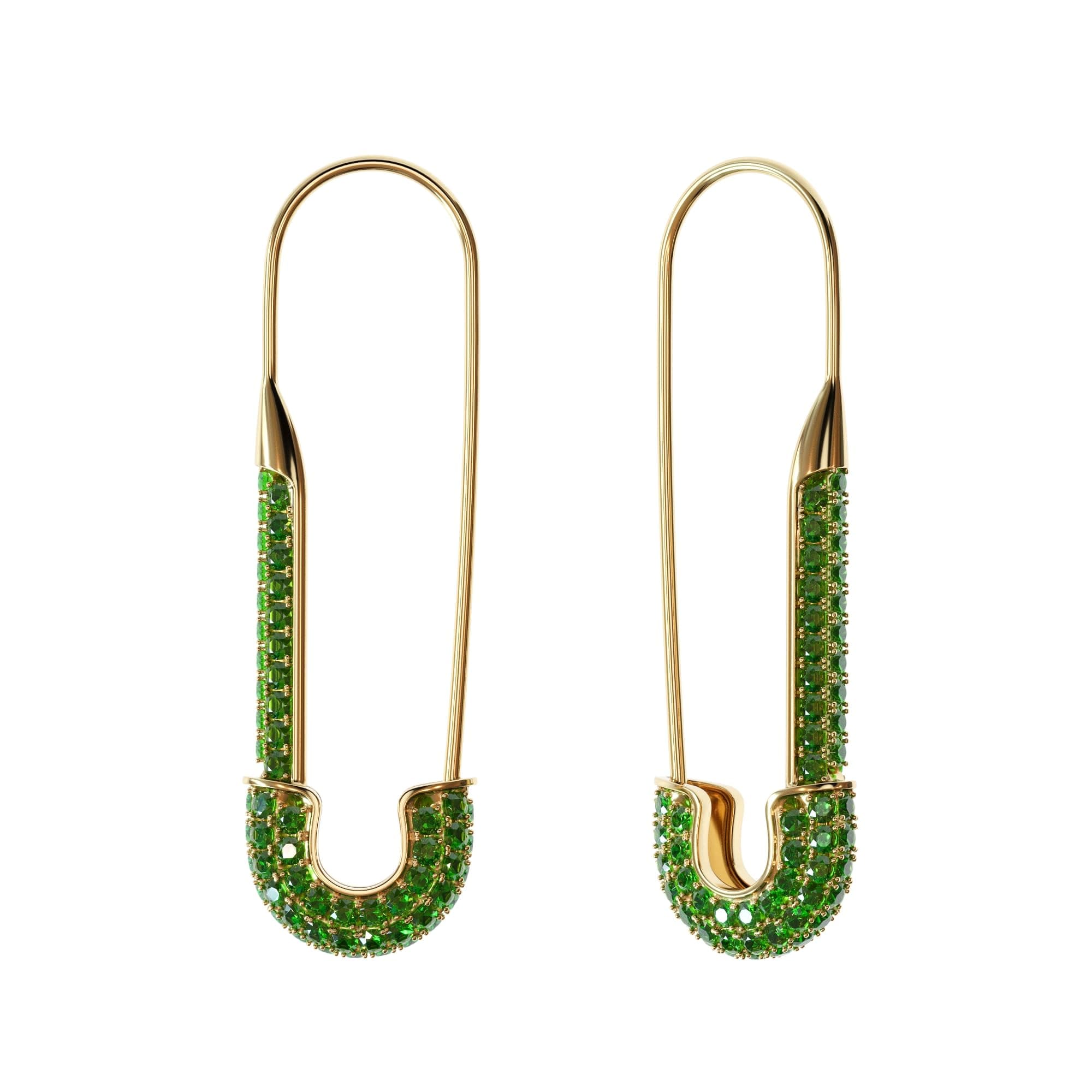 Lova Jewelry Dainty Cubic Zirconia Safety Pin Huggie Hoop Earrings - Hypoallergenic Golden tone Stud Post with Pave Crystal - Fashion Hoops Jewelry for Women and Girls