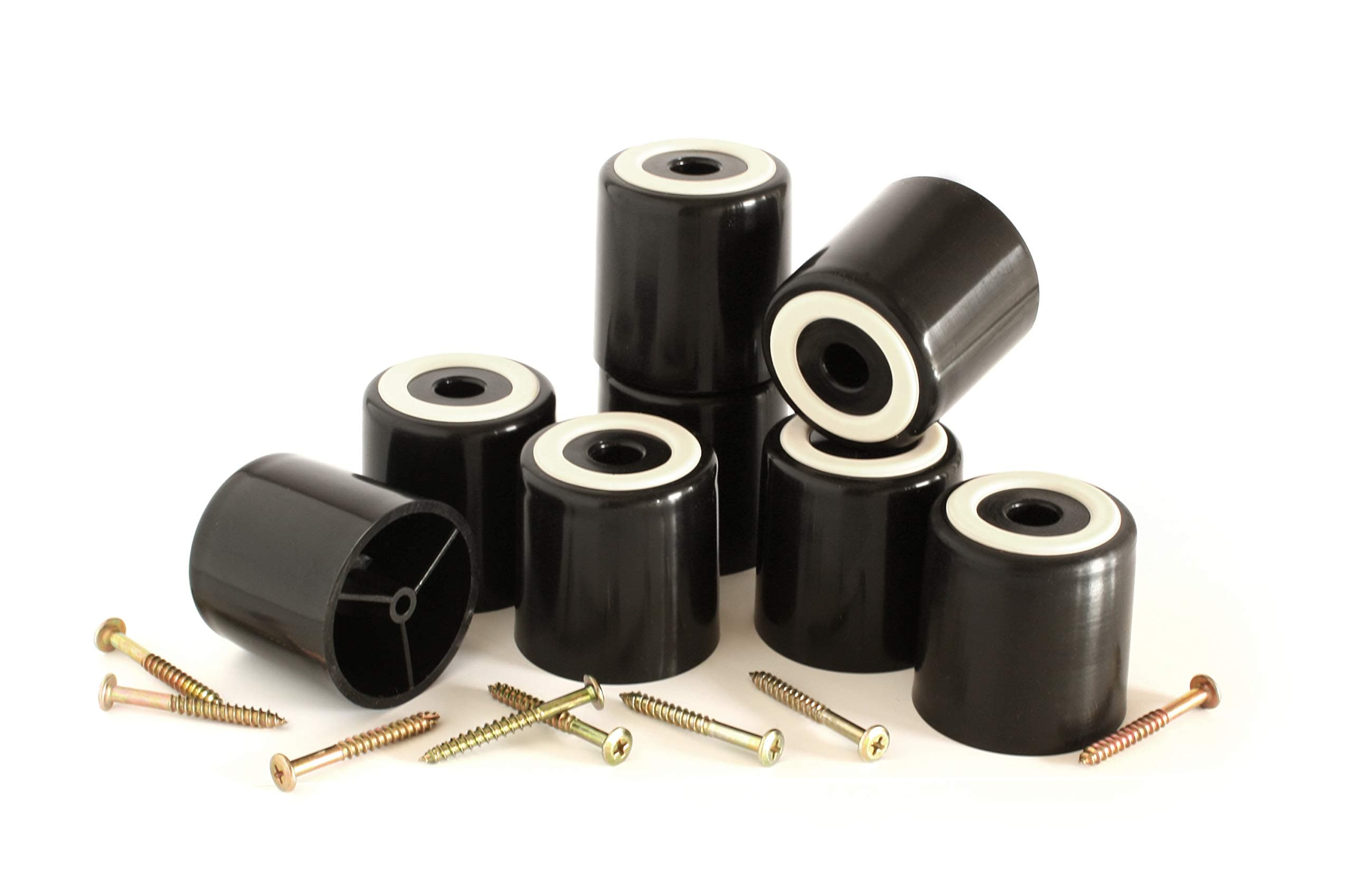 Slipstick 2 Inch Non Slip Furniture Legs (8 Pack) Screw in Floor Protector Feet (2" Tall x 2" Wide) Black Plastic with Rubber Gripper Feet