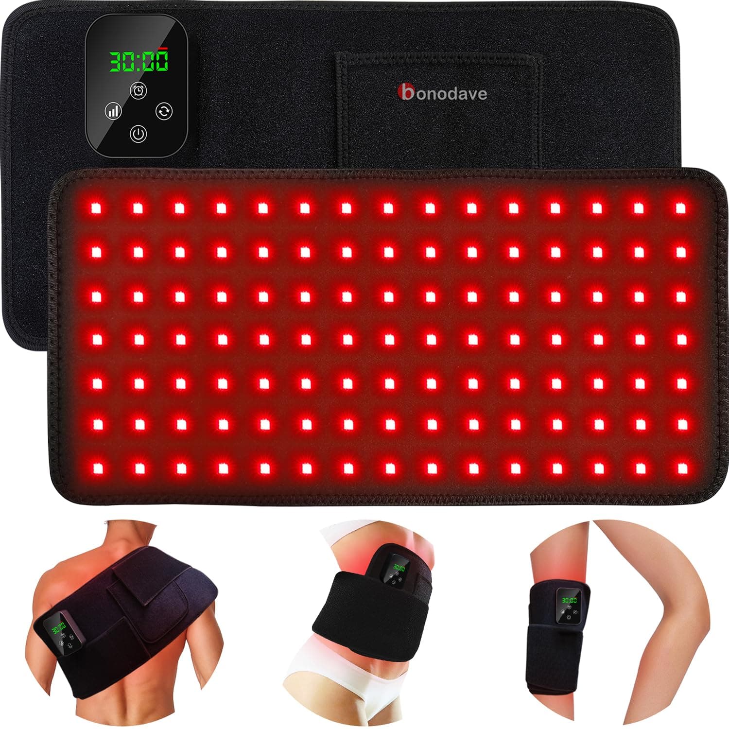Wireless Red Light Therapy Device for Body with Rechargeable Controller Infrared Heating Pad Belt 660nm 850nm Portable Light Therapy Wrap for Back Knee Joint Relief Gift for Women Men