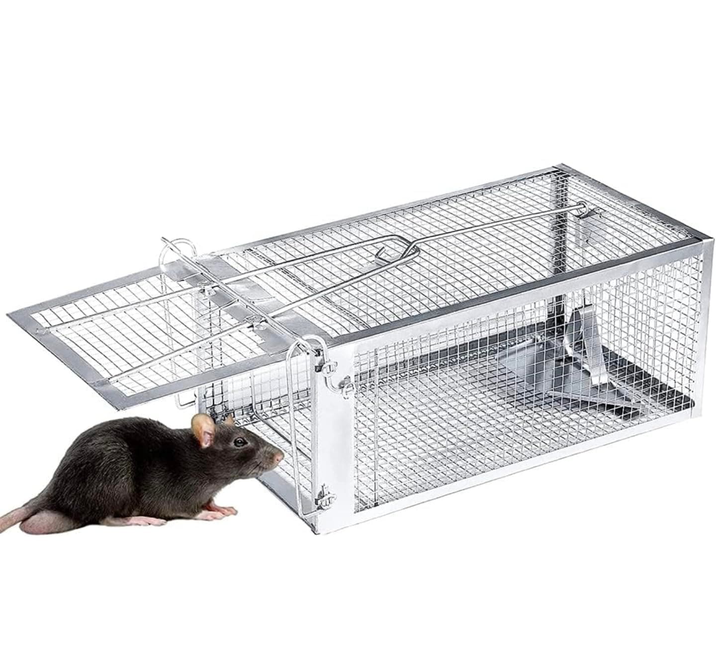 Rat Cage Trap: Indoor & Outdoor Rat Trap Box for Rats, Mice, Chipmunks, and Similar-Sized Rodents - Mouse Control Bait Catch