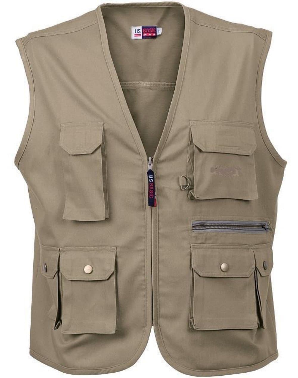 Mens Waistcoat Multi-Pocket Bodywarmer Ladies Workwear Fly Fishing Hunting Vest Kahki XL