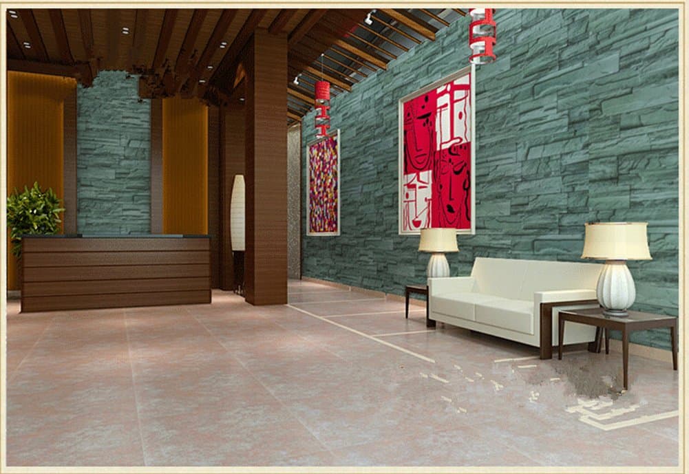 Piti 23.8×195" Self-Adhesive Modern Minimalist PVC Wallpaper Adhesion Archaistic Brick Fireproof Waterproof Wall Decor Sticker (Green Brick)