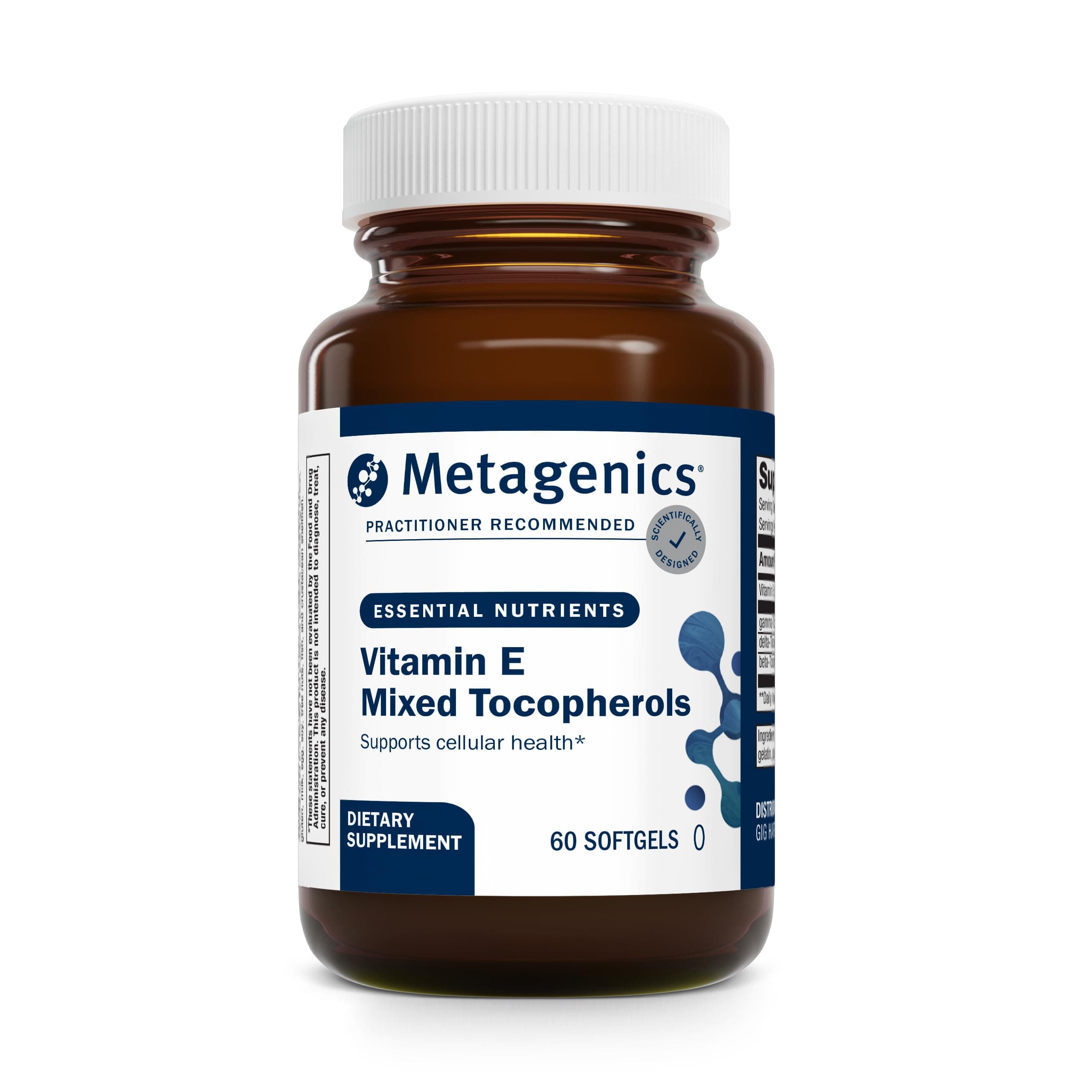 Metagenics Vitamin E Mixed Tocopherols - High Potency Antioxidant Supplement with Alpha & Gamma Tocopherols - Supports Heart, Immune & Cellular Health - Non-GMO, Gluten-Free - 60 Softgels