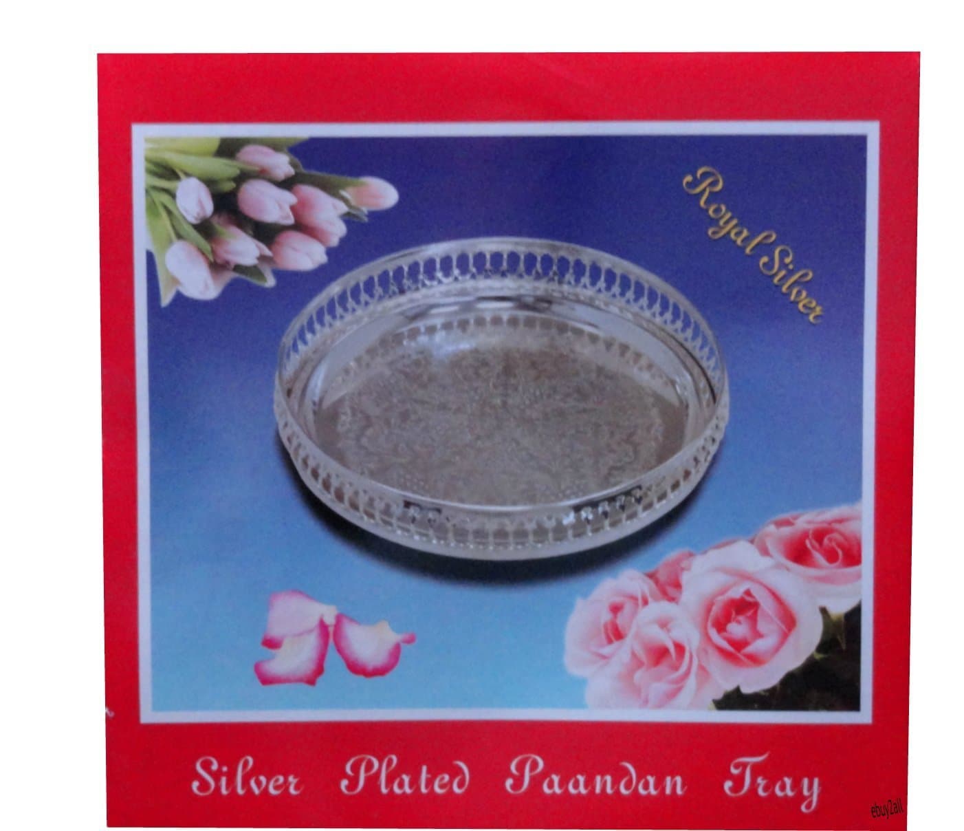 Round Stylish 23cm Silver Plated Paandan Tray Home Kitchen Restaurant Dining Etc