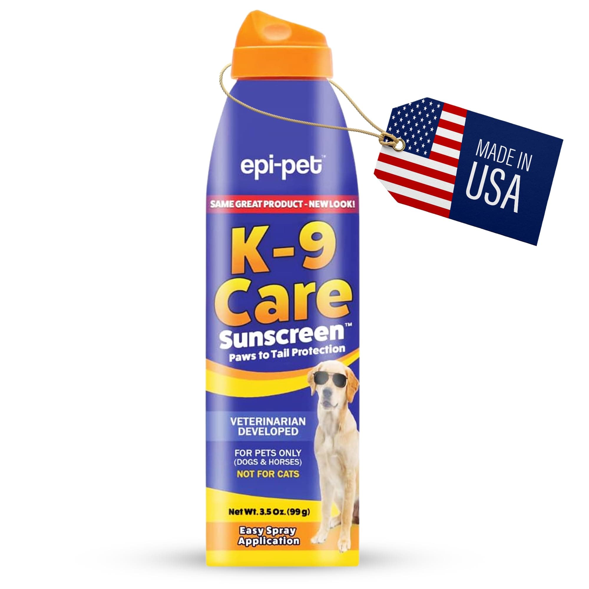 Epi-Pet K-9 Care Sunscreen, Paws to Tail Protection, Prevents Sunburns on Dogs and Horses, Sun Protector Spray, SPF 30+, Non-Greasy/Oily Solution – 3.5 oz