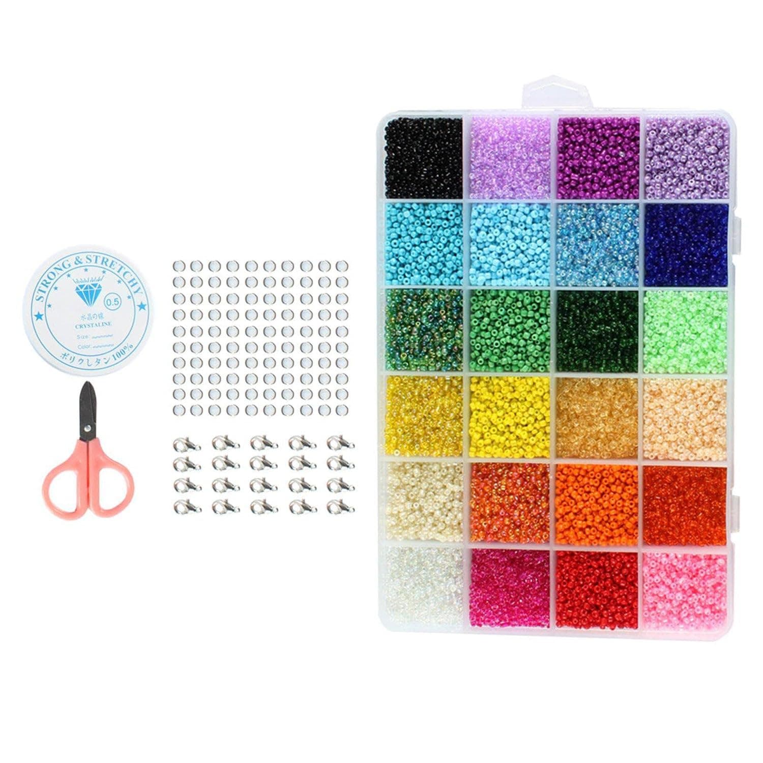 Fitto Multicolour Charm Glass Bead Set For Diy Jewellery Making with Czech Seed Beads, Random Colors