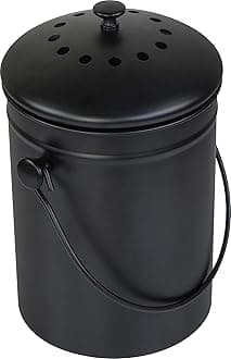 Utopia KitchenCompost Bin for Kitchen Countertop - 1.3 Gallon Compost Bucket for Kitchen with Lid - Includes 1 Spare Charcoal Filter (
