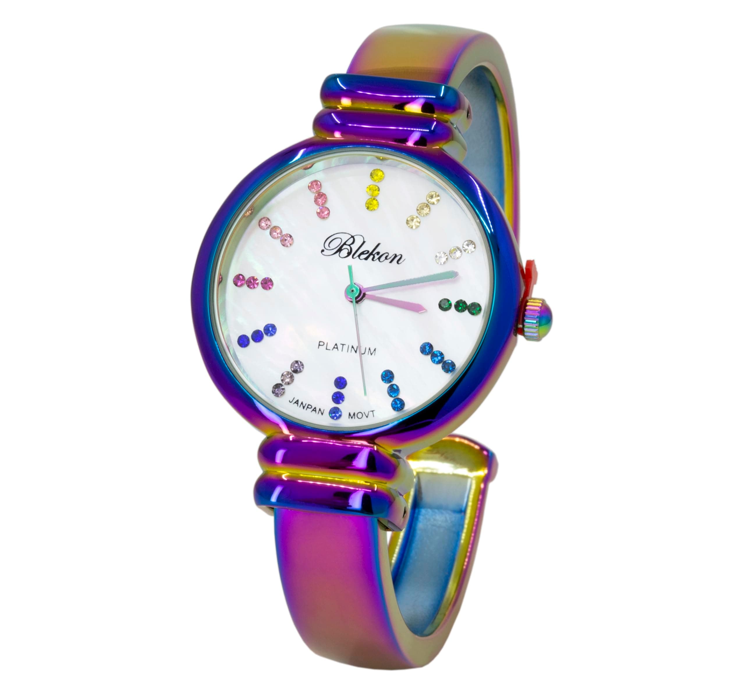 Original Mother of Pearl Cuff Bracelet Watch for Women with 31mm case Japanese Quartz Movement Metal hinged Bangle Style Cuff Wrist Watch for Ladies…