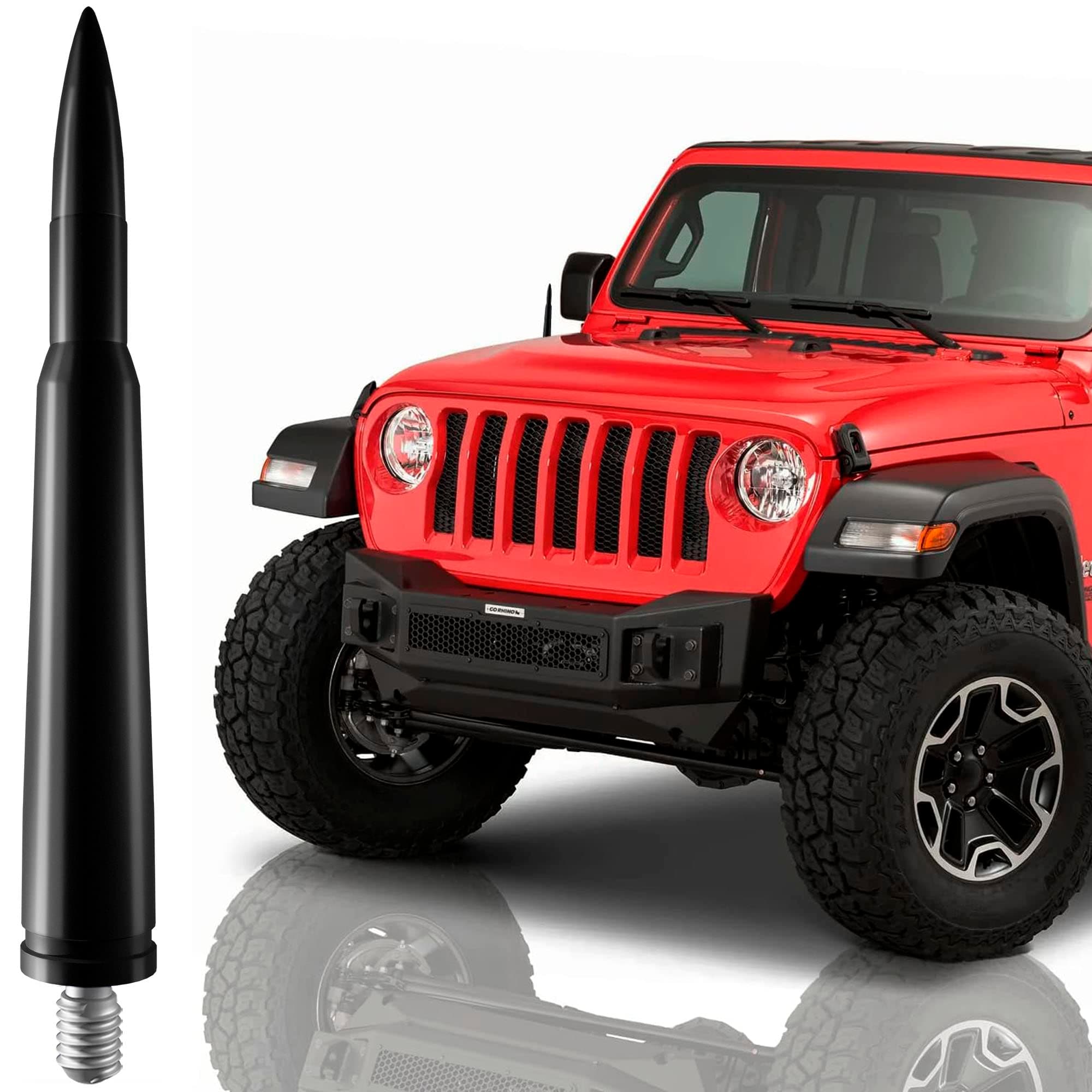 𝐁𝐮𝐥𝐥𝐞𝐭 Antenna Mast for Jeep Wrangler JK JL 4xe Gladiator 2007-2023 - Highly Durable Premium Truck Antenna - Car Wash-Proof Radio Antenna for FM AM - Jeep Wrangler Accessories for Men & Women