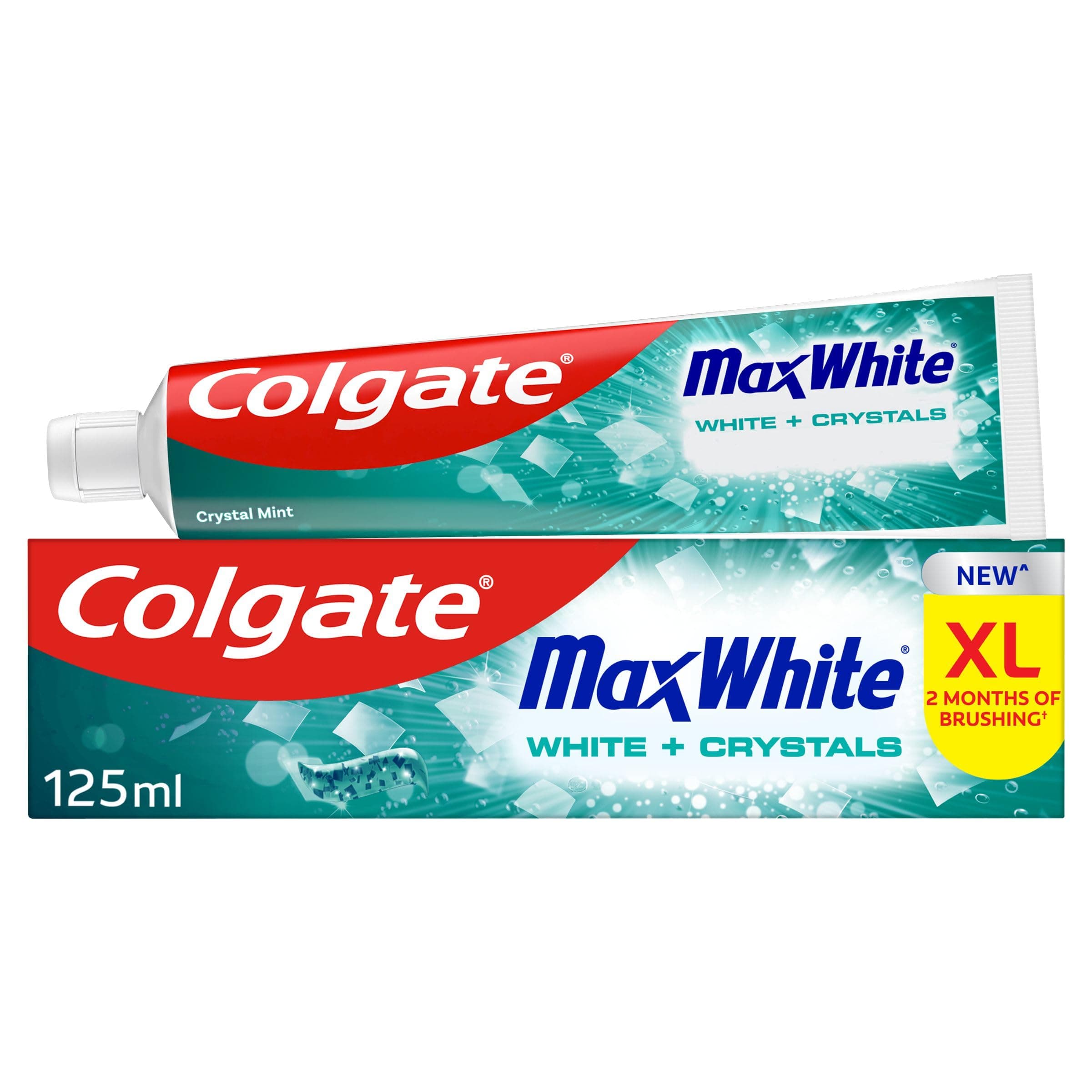 Max White White + Crystals Toothpaste 125ml - teeth whitening toothpaste - restores natural whiteness - 10x longer lasting cooling than regular fluoride toothpaste - fights cavities