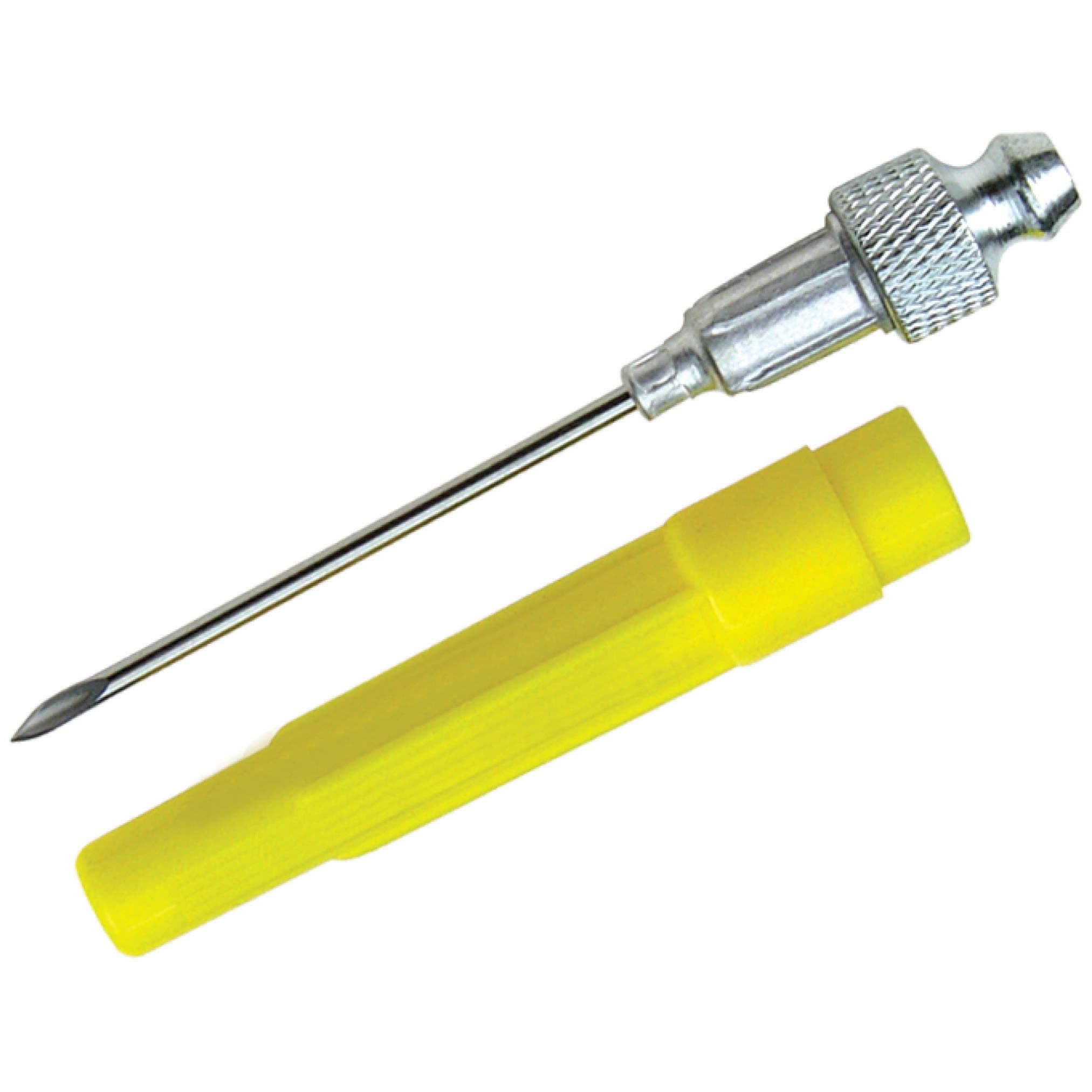 LUMAX LX-1416 Silver 18G 1-1/2" Long Stainless Steel Grease Injector Needle with Cap. Ideal for Lubricating in Very Tight Places Like Sealed Bearings and Universal Joints.