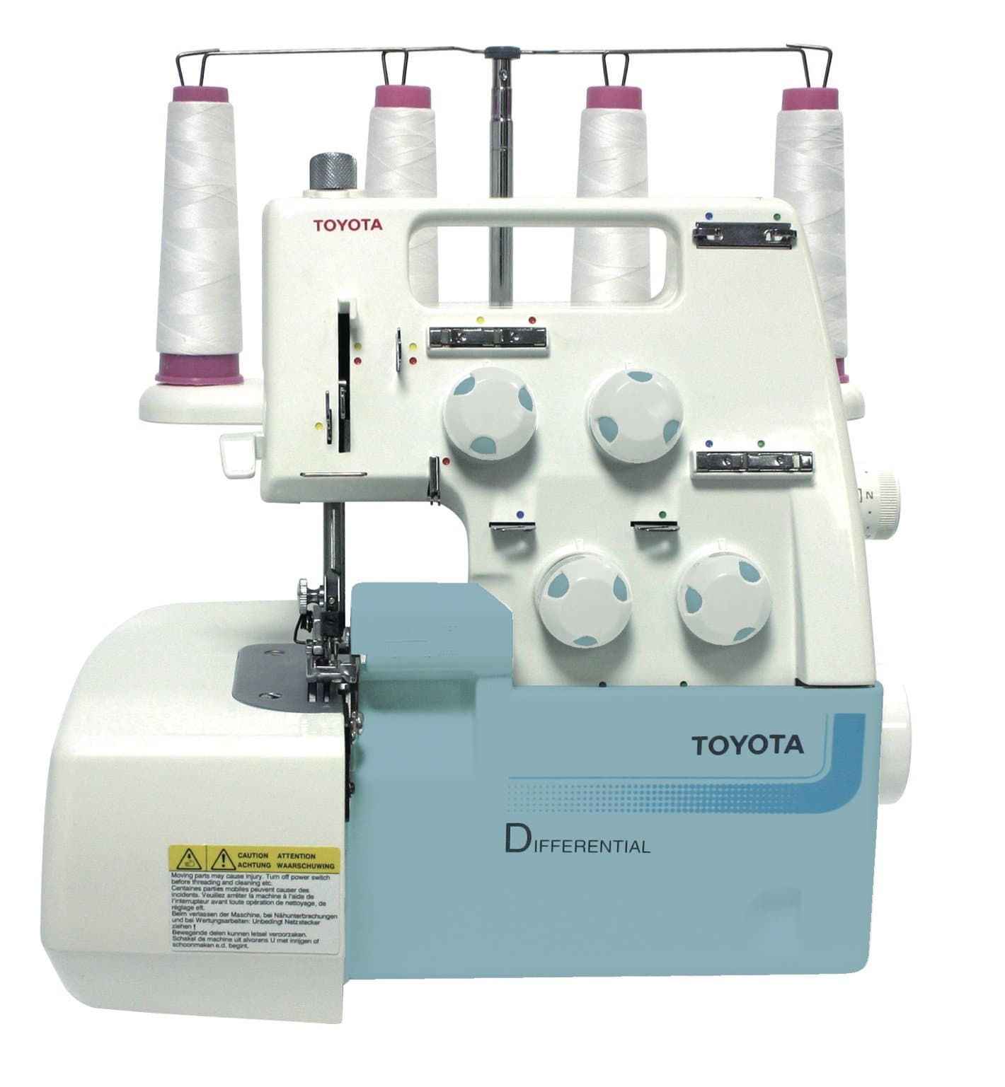 Toyota TOL4D Overlock Sewing Machine, Plastic, white/blue, 22 x 30 x 34 cm