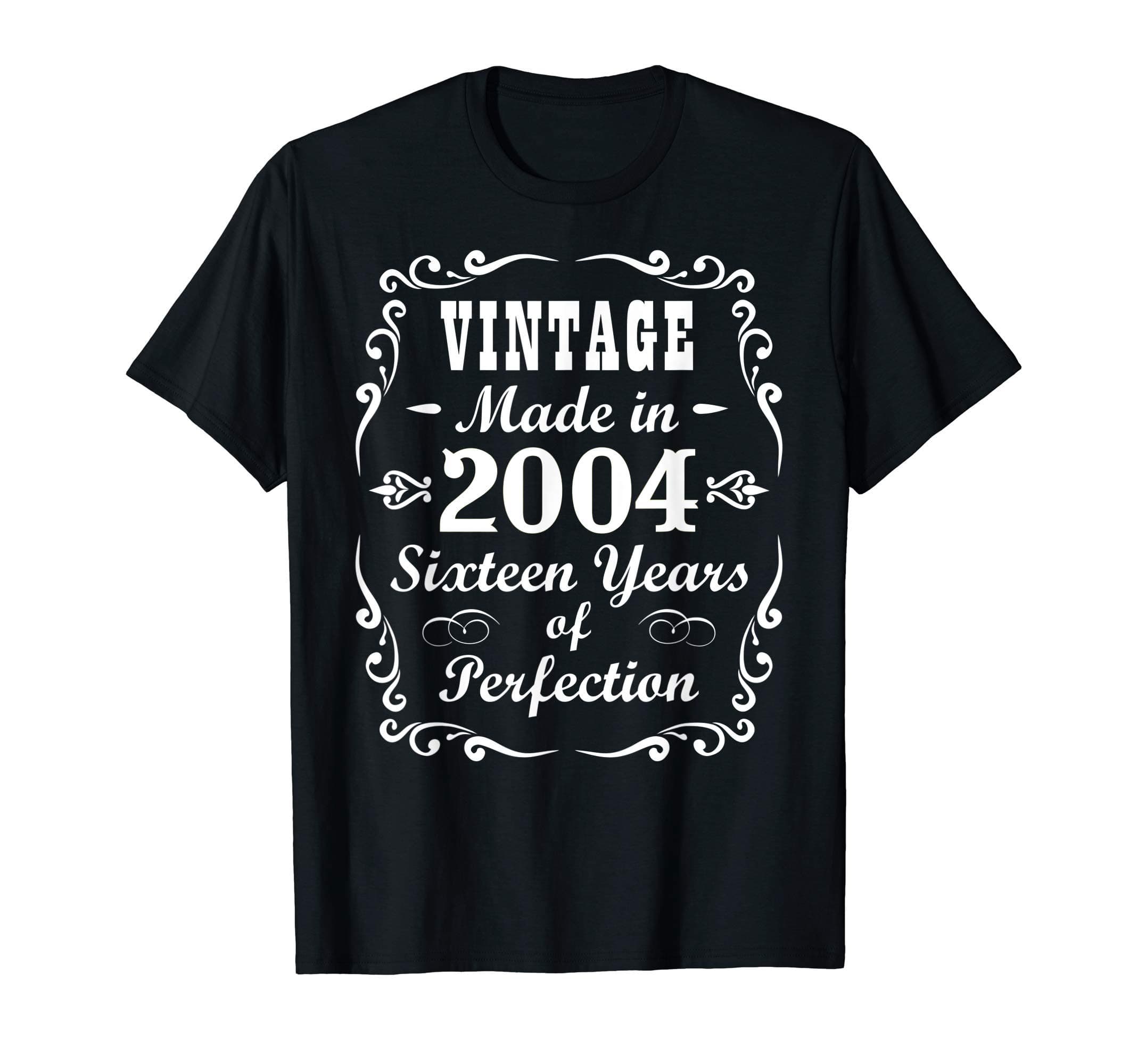 16th Birthday Gift Vintage 2004 Tee Sixteen Years Perfection T-Shirt