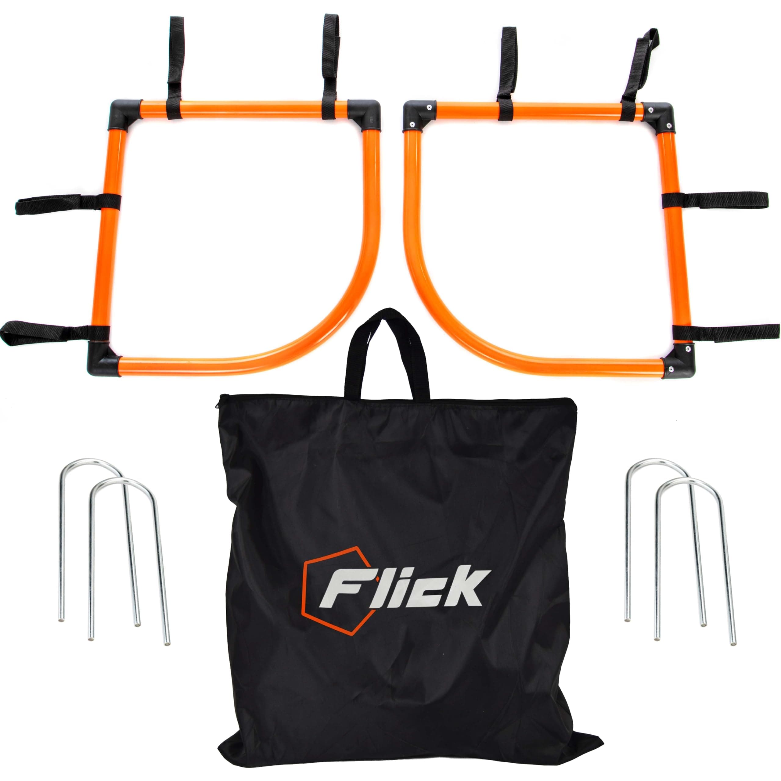 FLICK Urban Corner Shot Top Bins | Football Goal Target Nets for Accuracy Training | Fits all Goals | For Garden or Pitch Use, Black & Orange