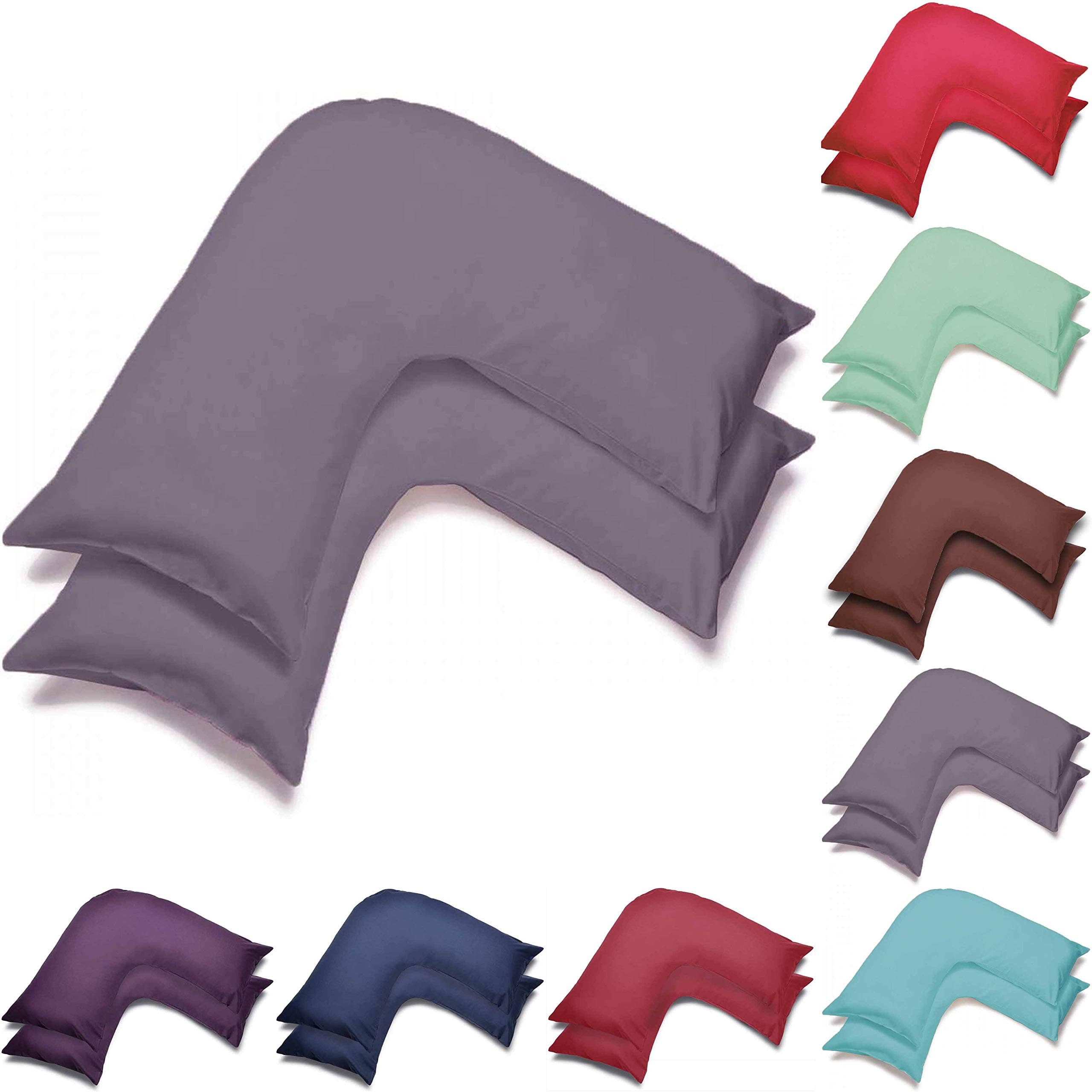 2 Pack V Shaped Pillow Cases Covers, Pregnancy Maternity Orthopedic Support Nursing Pillow Cases V Pillows Cover (Grey)