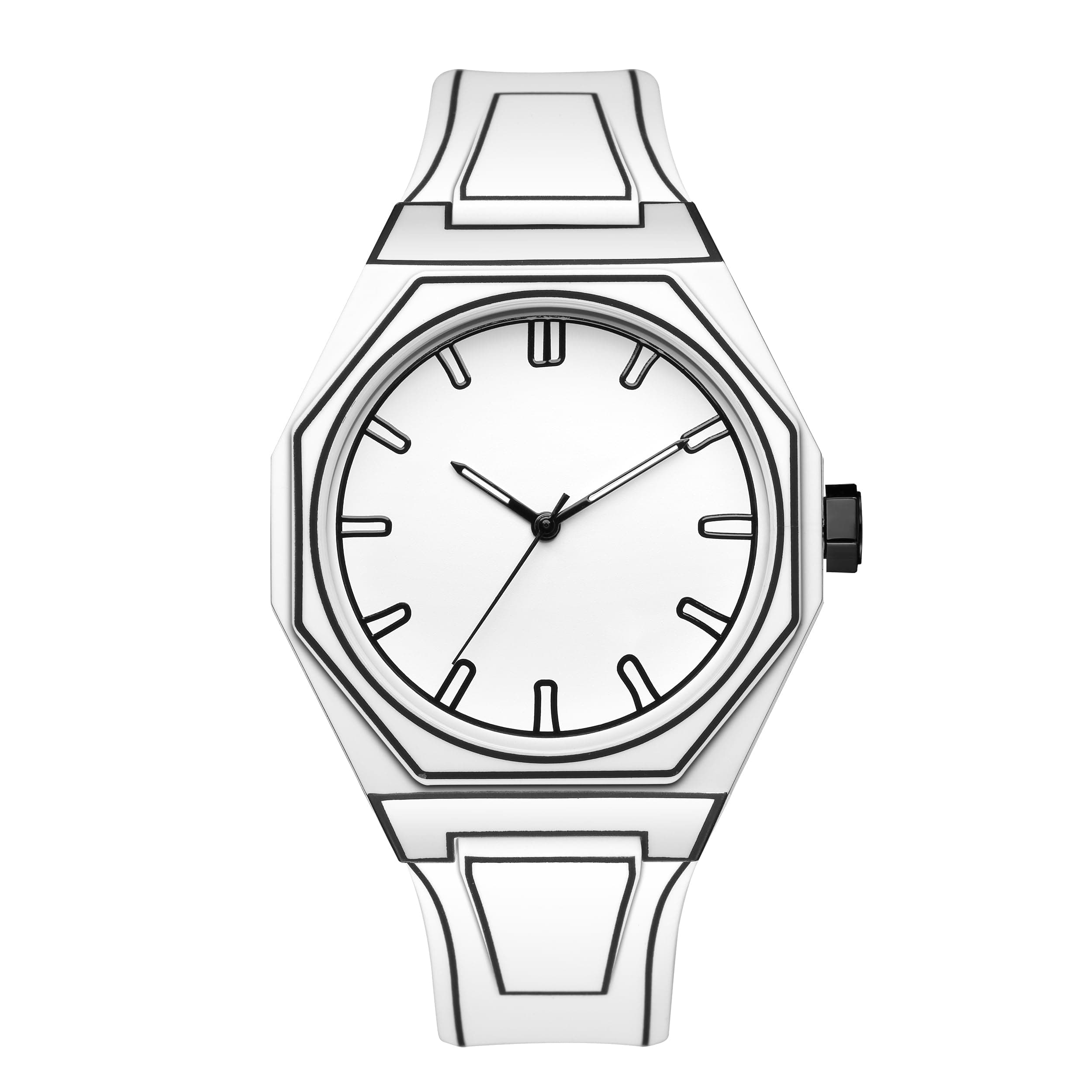 Creative Sketch Watch Sports Fashion Quartz Minimalist Watch（White）, White, Casual