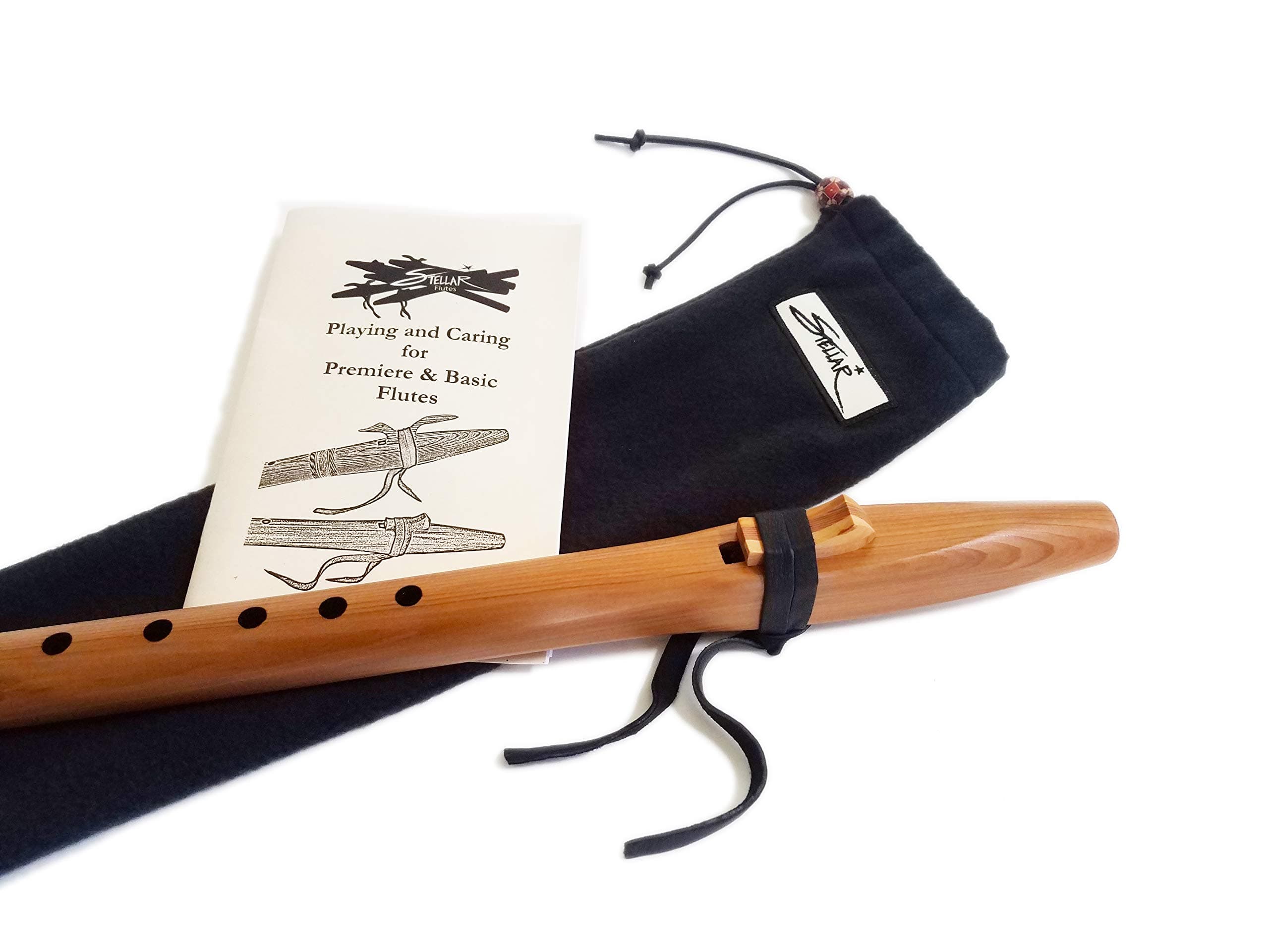 Heartwood Cedar Native American Style F Sharp Flute Package with Book and Flute Bag by Stellar Flutes