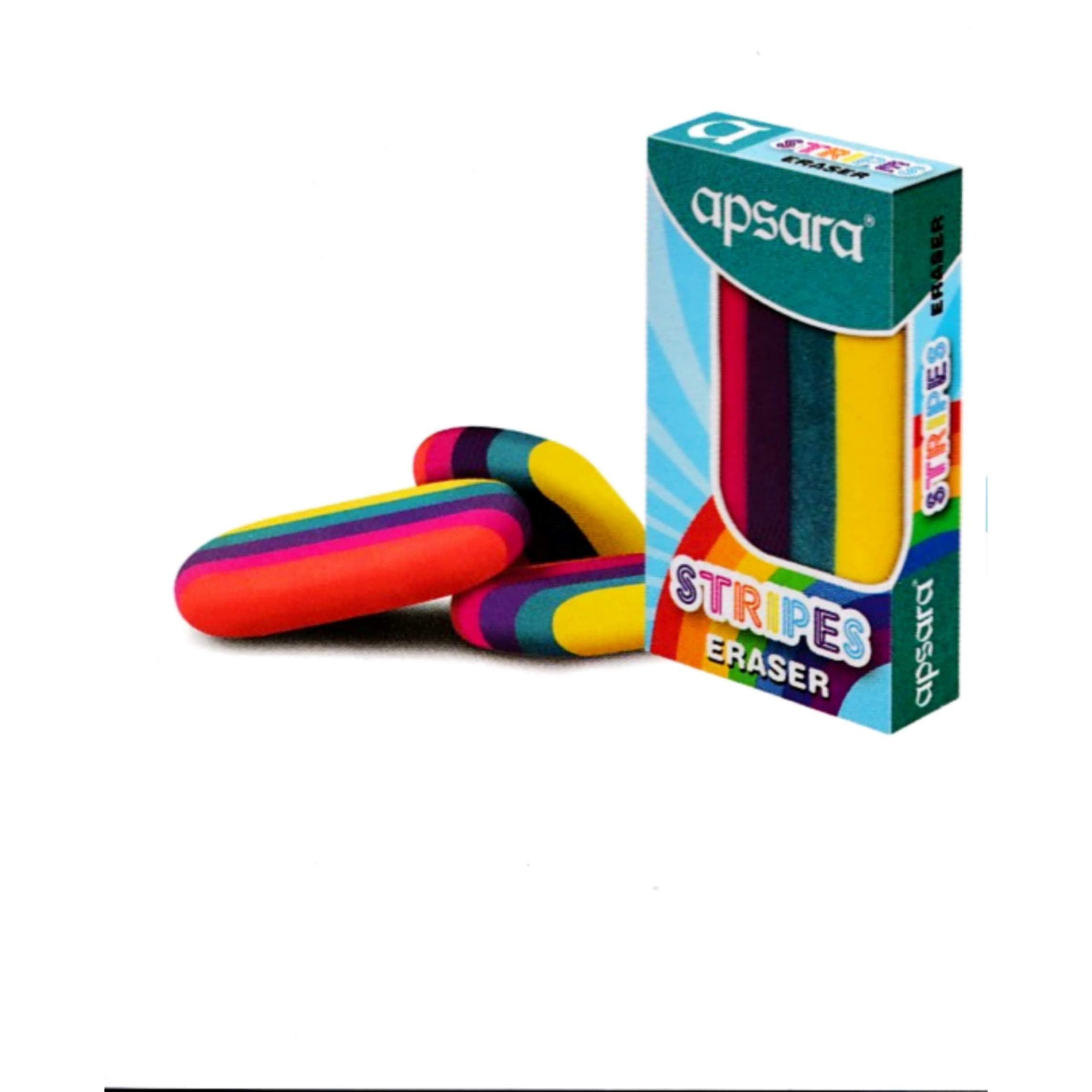 Stripes Coloured Non DUST Eraser Pack of 10 Eraser GsmDumanhill Registered Listing (Apsara Stripes Eraser)