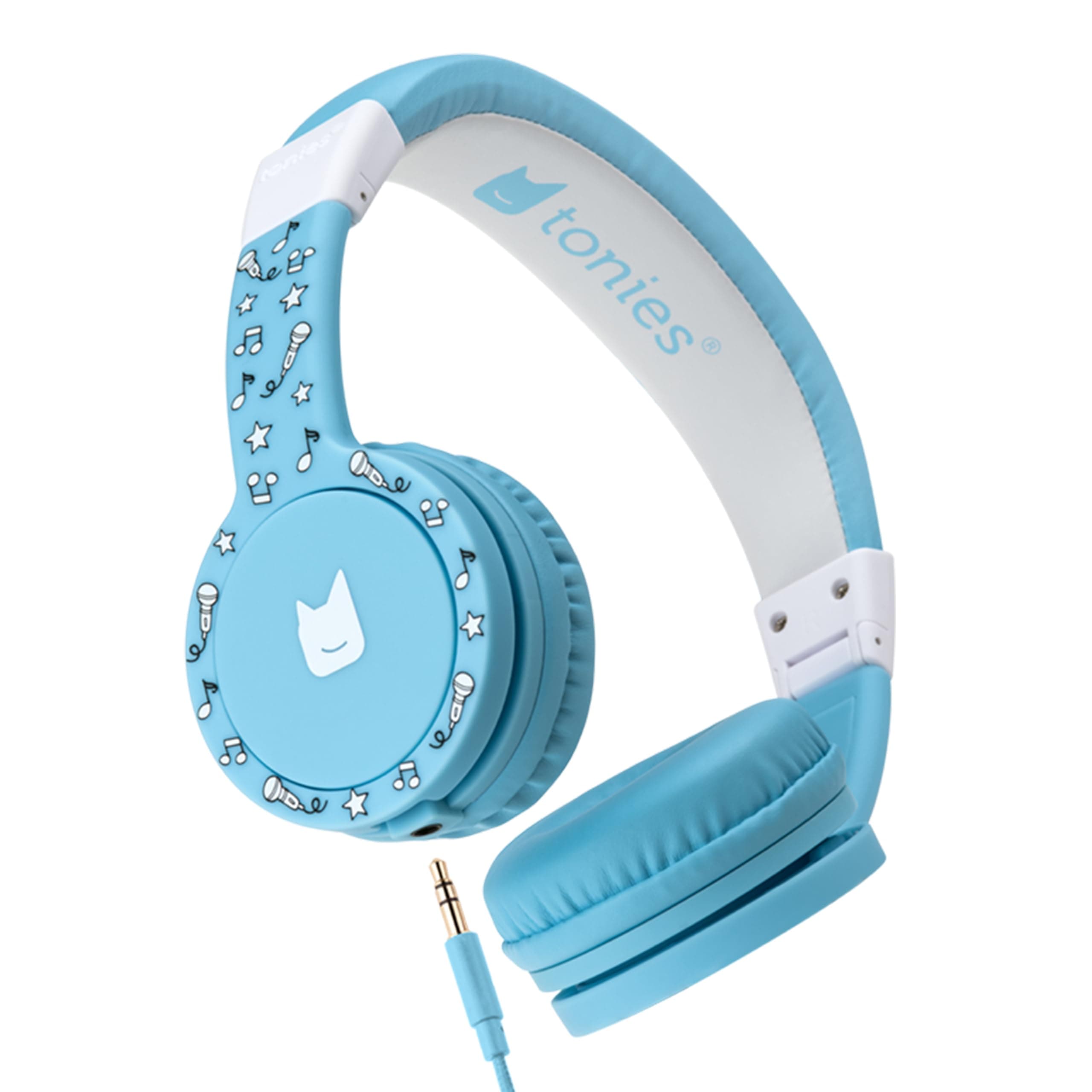 Tonies Foldable Wired Headphones for Kids - Comfortably Designed to fit On-Ear - Works with Toniebox 1 and All 3.5mm Devices - Light Blue