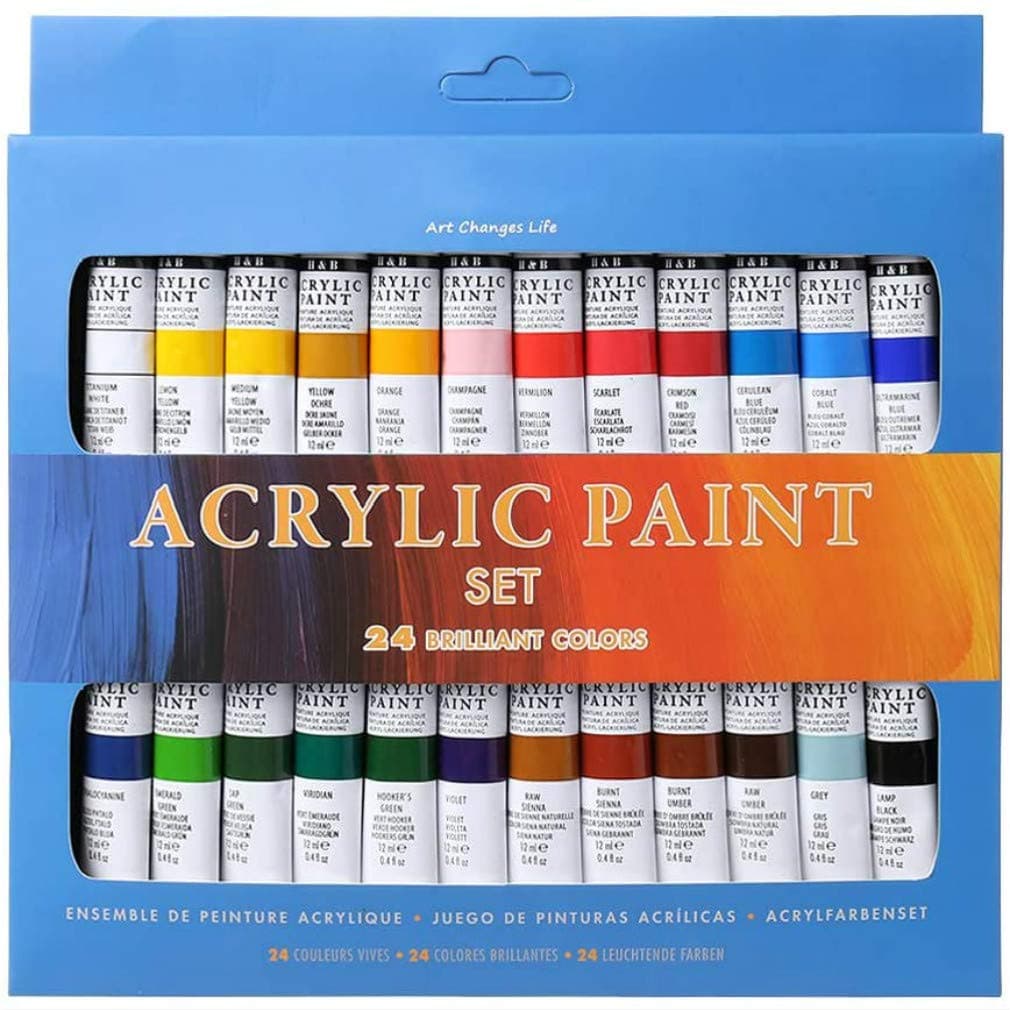 MAILIER Professional Acrylic Paint Set 12ml Tubes Ideal for Acrylic Painting Drawing Painting basics acrylic paint primary colors Hand Painted Wall Painting Creative Deco Perfect for Beginners