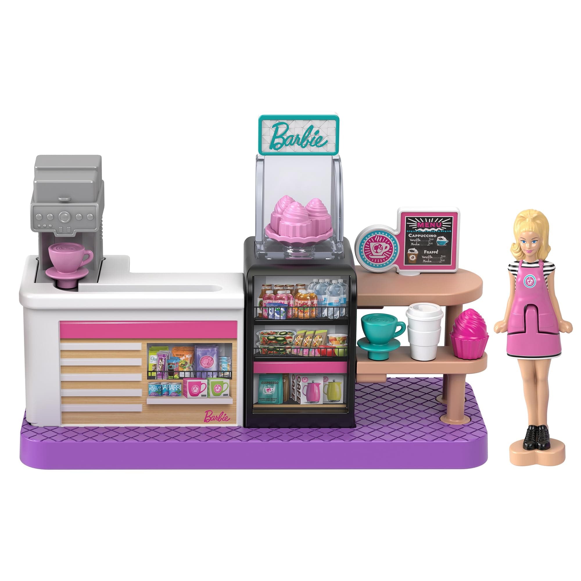 Barbie Mini Barbie Land Café Dress-up Doll and House, Pretend Play, Micro Doll, 1 Doll Included, Play Set, For Ages 6 and Up, Pink JCR31