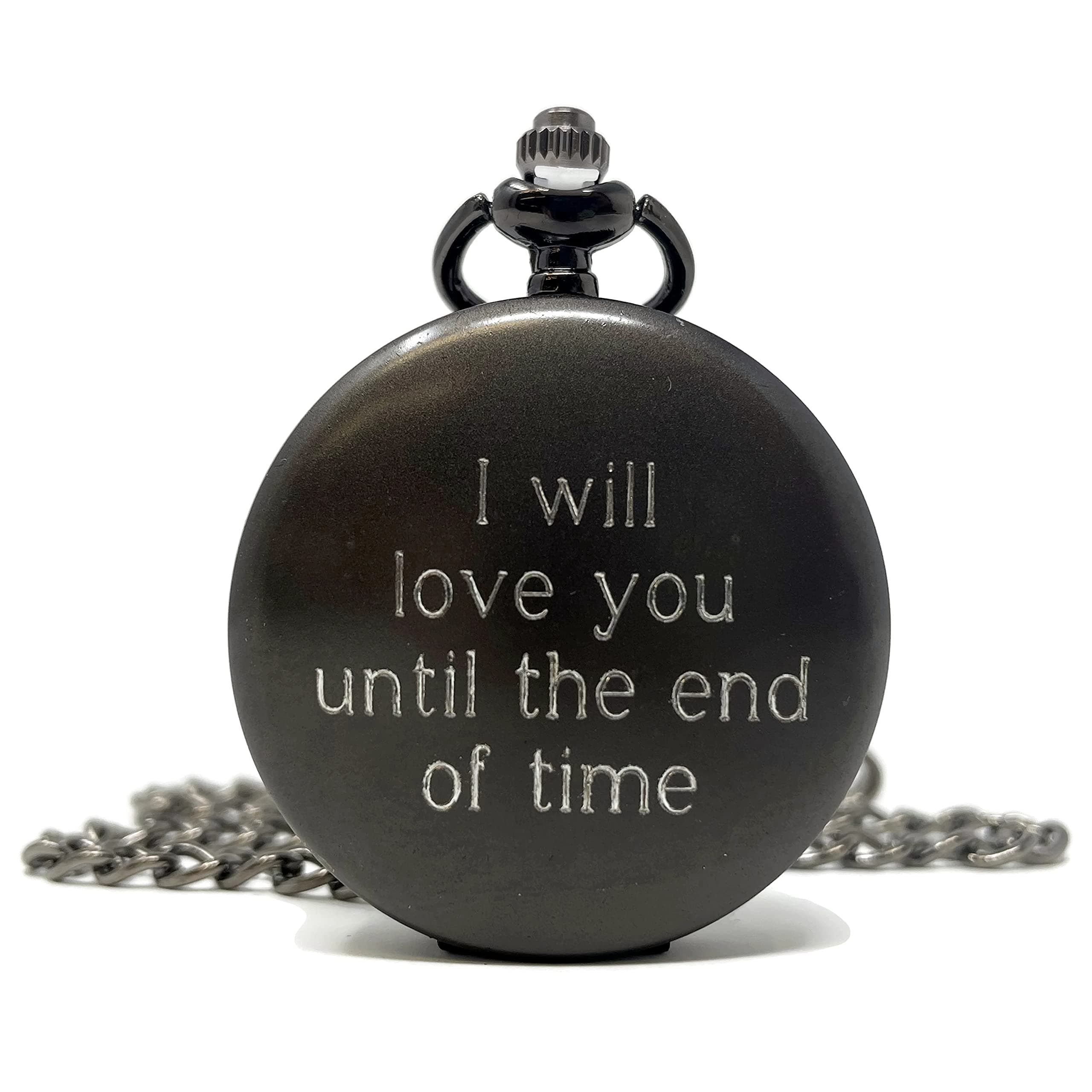 donebetterPersonalized Gunmetal Pocket Watch with Chain love quote