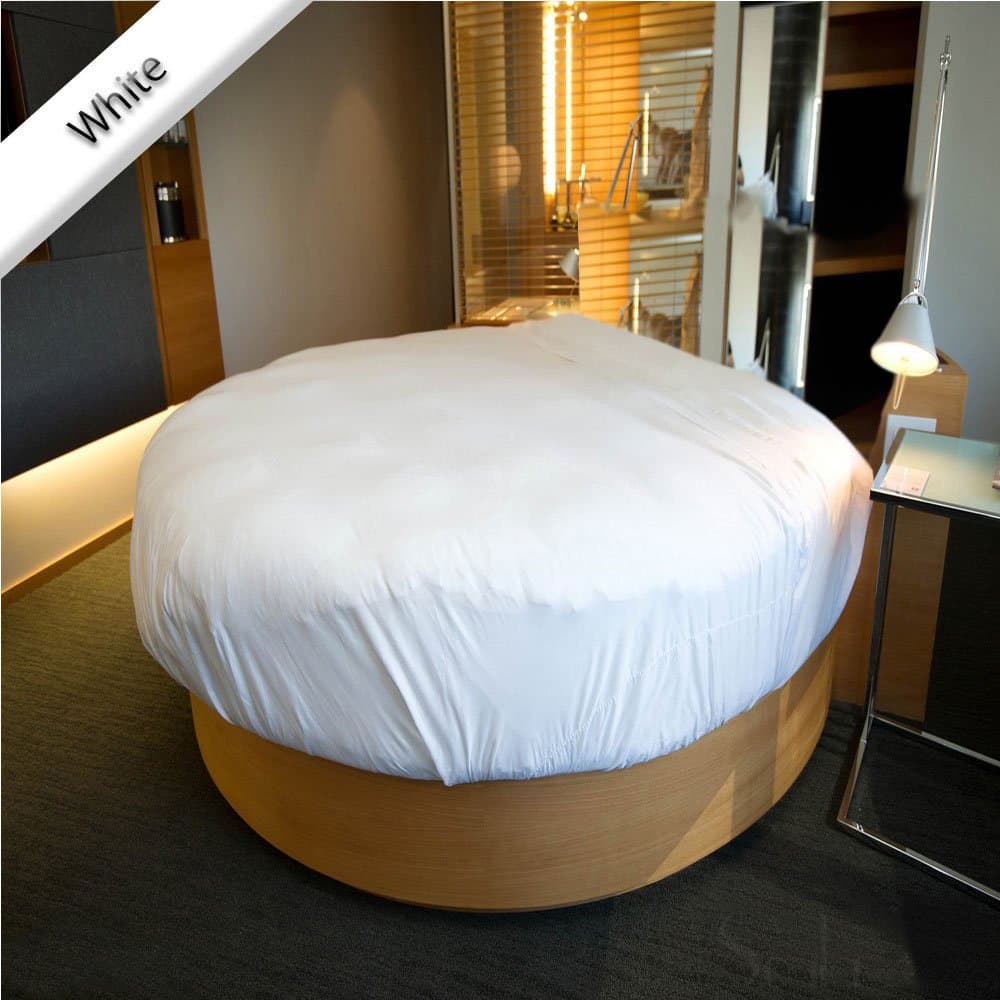 1000 Thread Count 3 Piece-Round-Bed Fitted-Sheet-Set solid-15 Deep Pocket 84"/96" Diameter White Color (84 Inch Diameter)