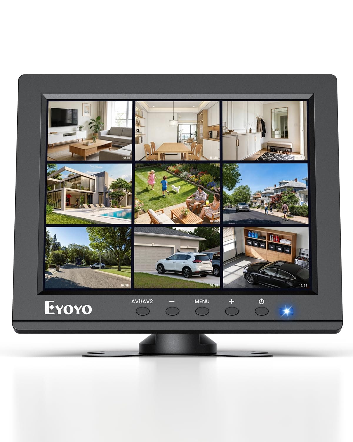 Eyoyo 8" Security Camera Monitor, 1024×768 4:3 Mini LCD Screen CCTV Monitors Display with HDMI VGA BNC AV USB, Small Video Monitor for PC, NVR, Raspbery Pi, RV & Kitchen, Built-in Speakers